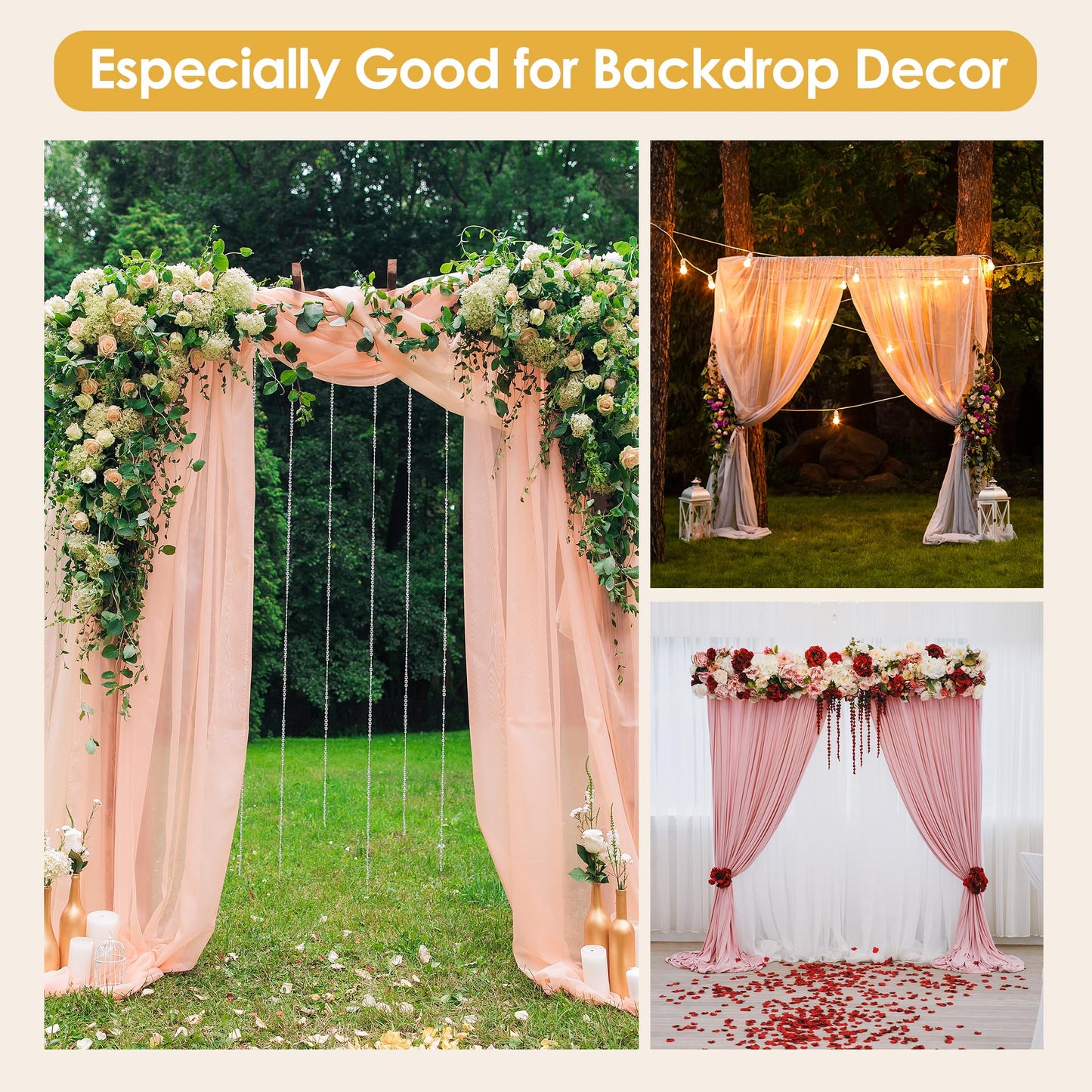 SIMHOMSTOR 5.2 * 6.56 FT Metal Arbor Frame Stand, Garden Arch Trellis for Plants, Wedding Decor Backdrop Flower Stand, Gold