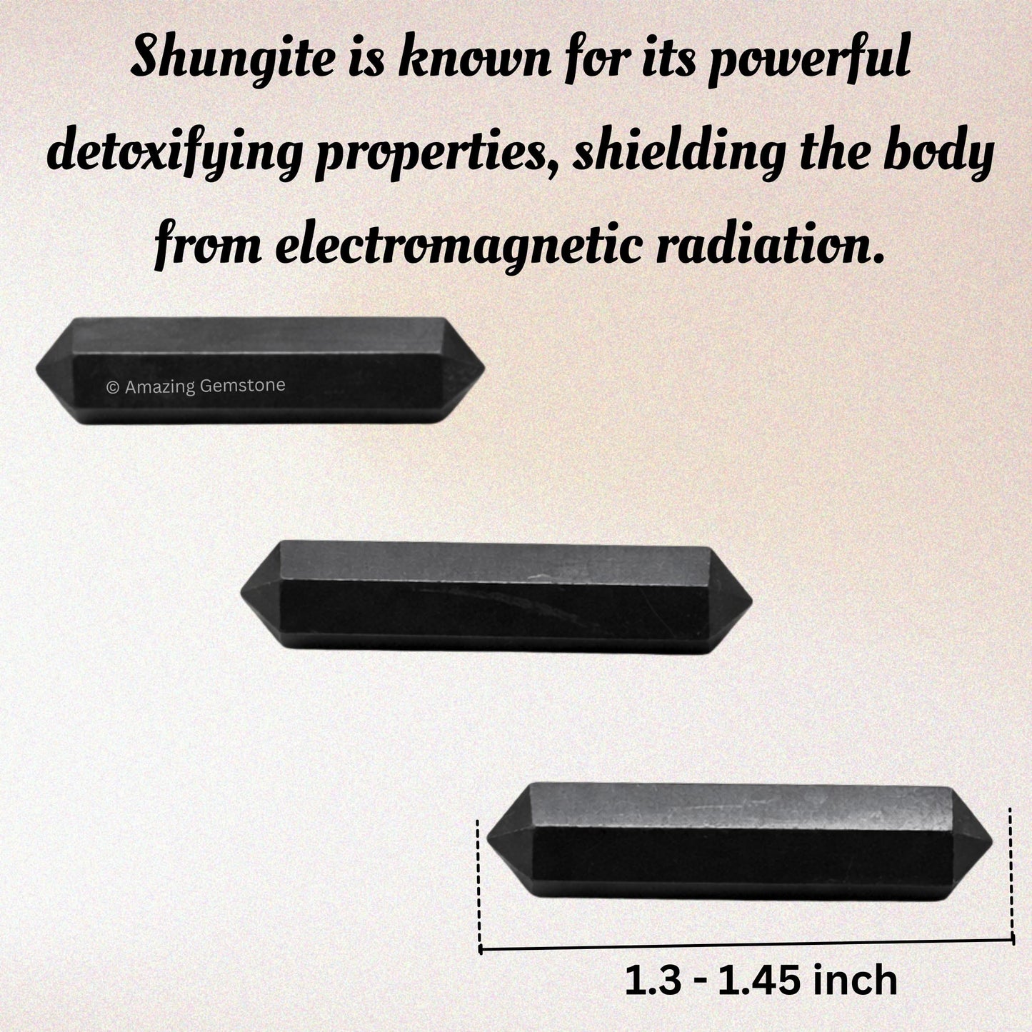 Amazing Gemstone Shungite Crystal Points Bulk Healing Crystals and Stones - Pack of 3 Double Terminated Healing Wand Point Bulk Crystals for Crafts, Crystal Grid, DIY Work