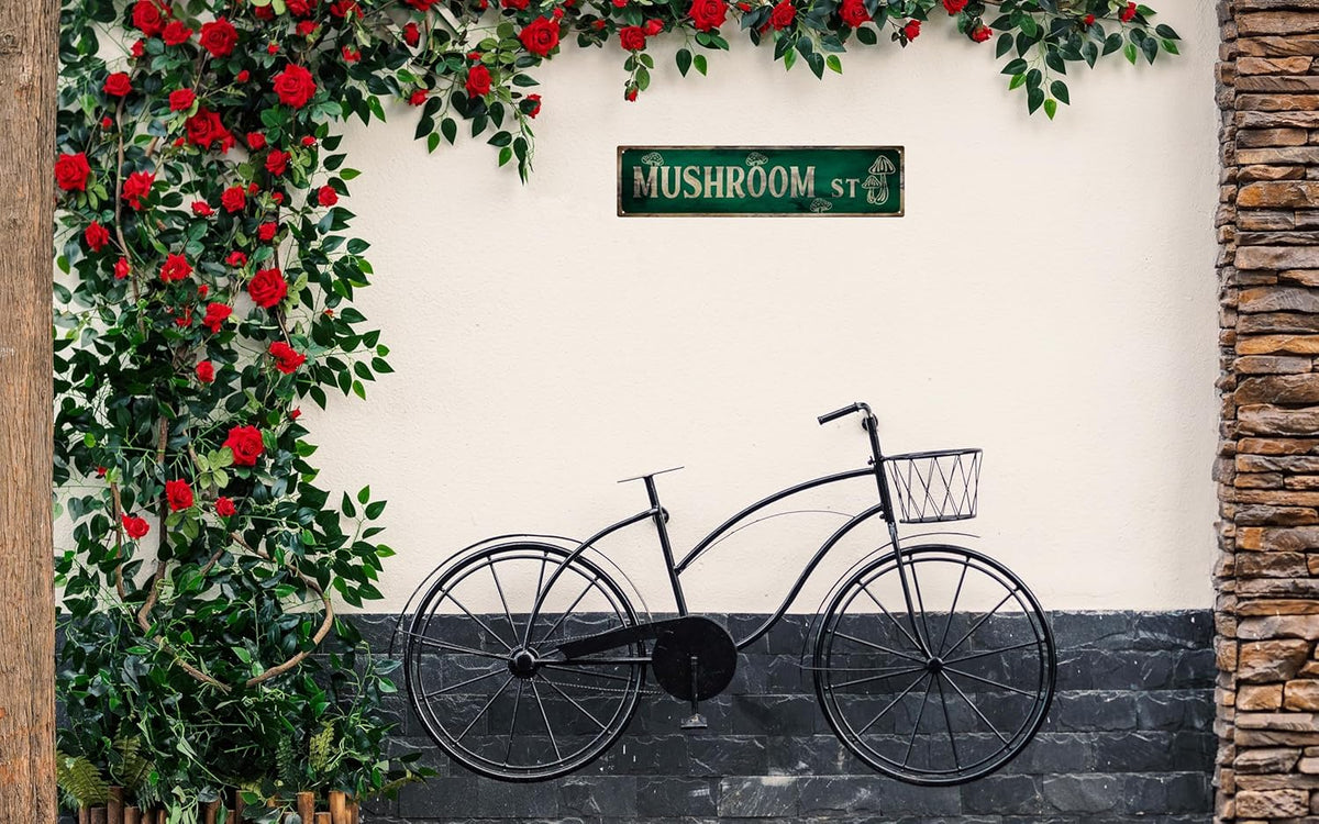 Vintage Tin Sign Retro Metal Mushroom St Signs Stylish Wall Art Plaques for Home Decor Bathroom Kitchen House and Gothic Wall Decor or as a Unique Poster 16x4 in
