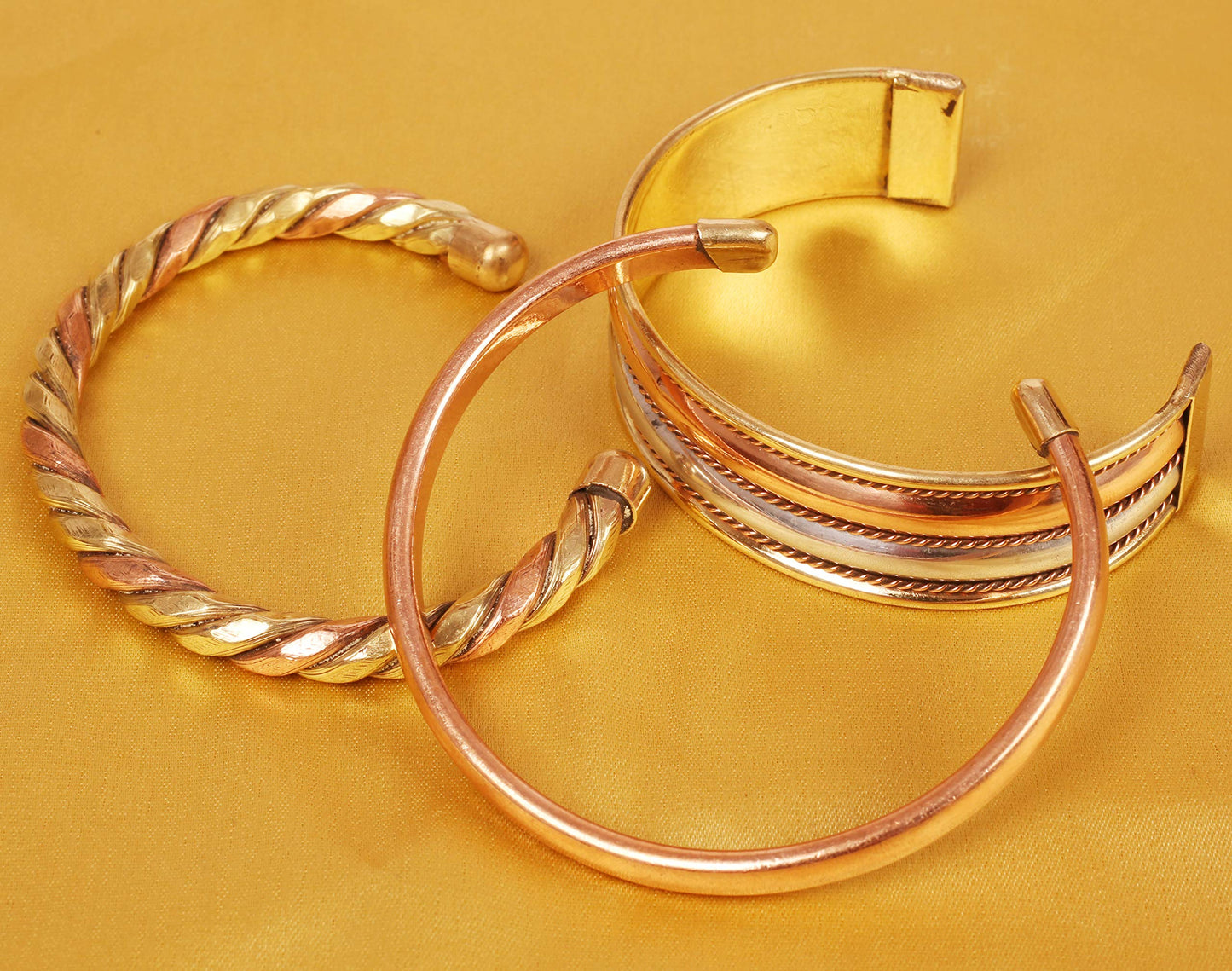 Touchstone copper bracelets | gift for men women |adjustable 100% pure solid real jewelry | handmade bracelet set combo | rope braided tibetan bangles. Set of 3 different designs