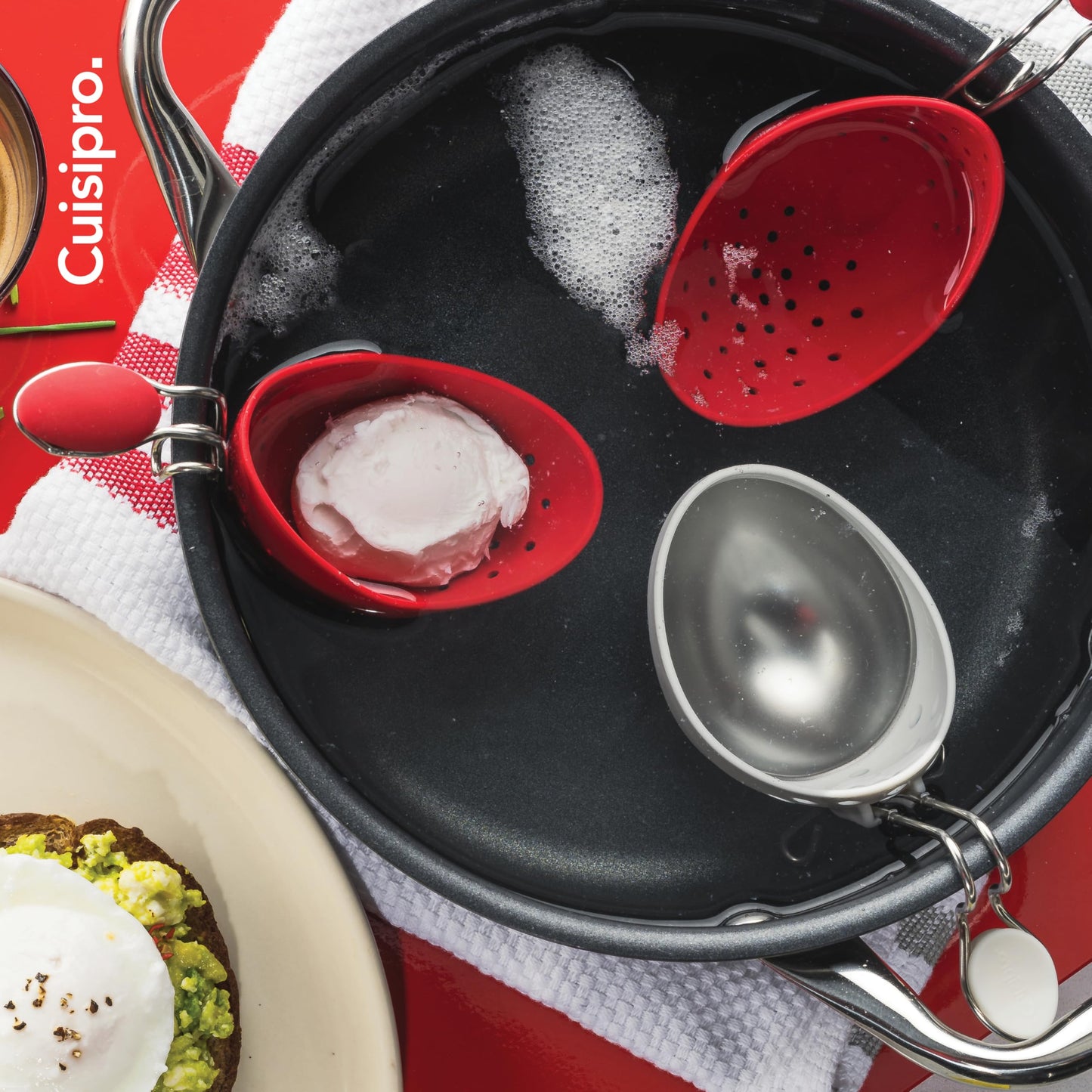 Browne & Co Cuisipro Egg Silicone Poacher Set of 2, Red