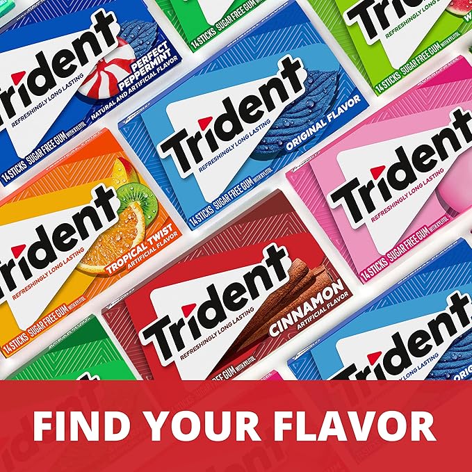 Trident Cinnamon Sugar-Free Chewing Gum, 12 Packs of 14 Pieces (168 Total Pieces)