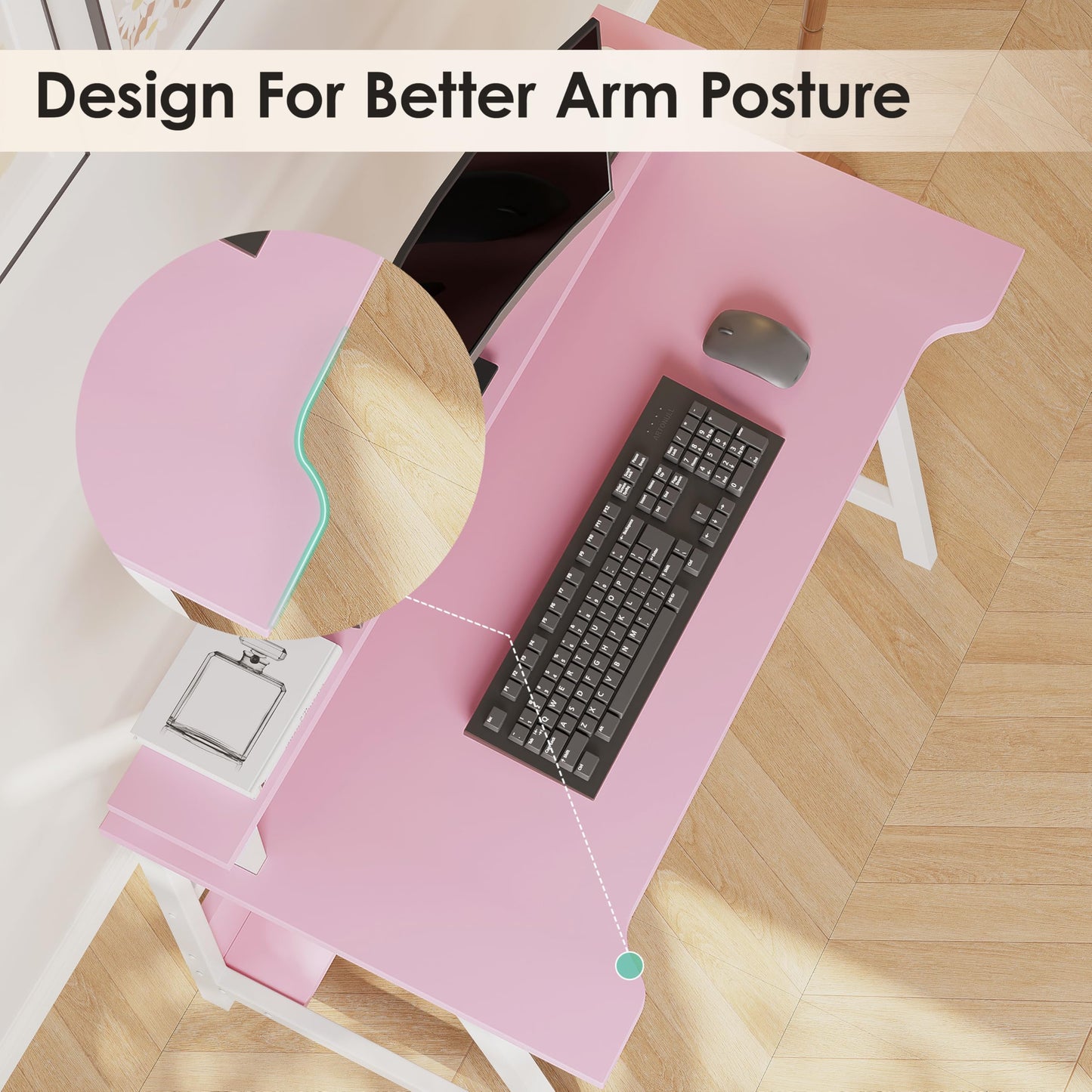 ALISENED 31.5 Inch Small Office Desk with Storage, Small Desk for Small Spaces, Compact Home Office Desk, Mini Study Desk for Bedroom, Pink