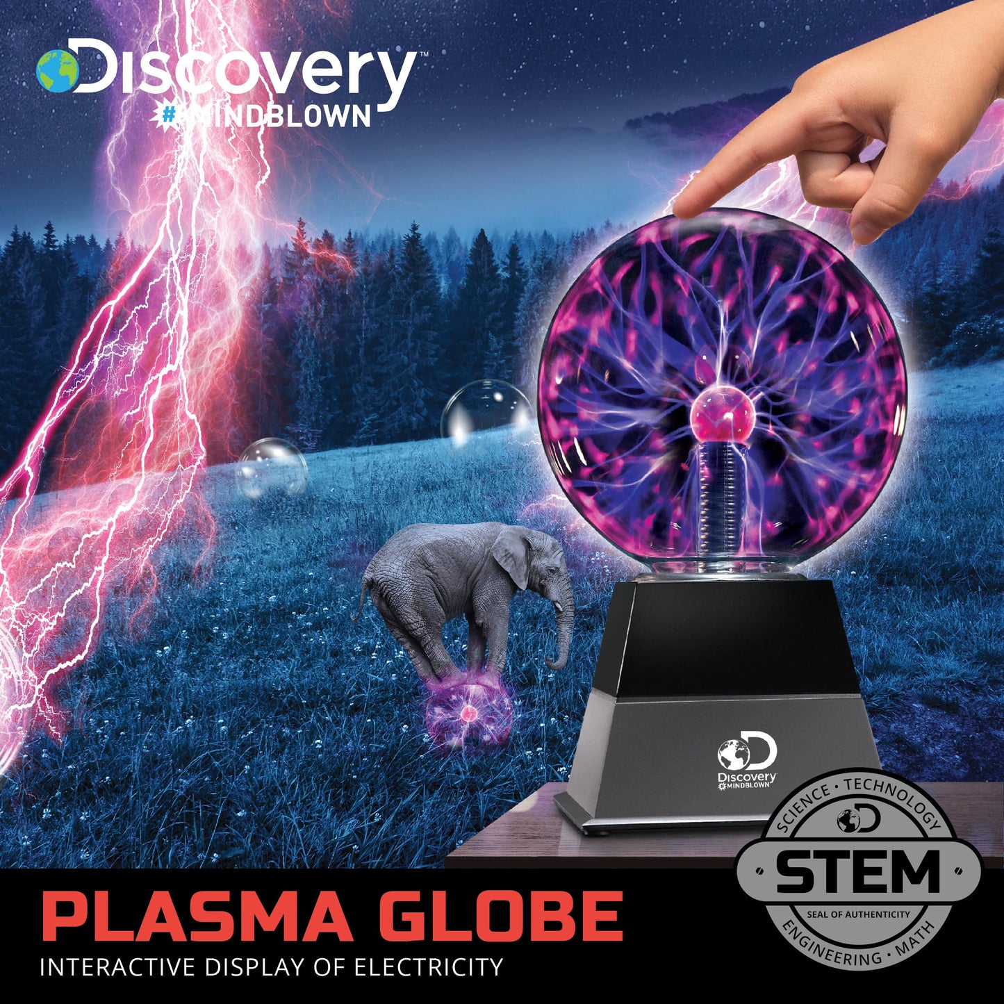 Discovery™ Plasma Globe Lamp, Touch & Sound Sensitive Lightning, Interactive Electric Plasma Ball for Hands-On STEM Learning, Plug-in Bedroom & Desktop Decorative lamp