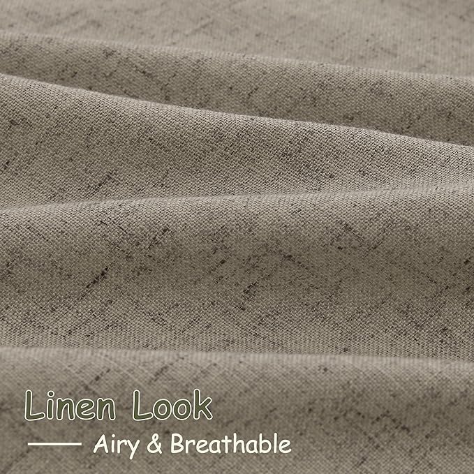 Extra Long Mocha Curtains 2 Panels 102 Inches Long for Living Room Back Tab Rod Pocket Light Filtering Semi Sheer Drapes Cotton Linen Textured Window Curtain 102 Inch Length for Bedroom 9 FT