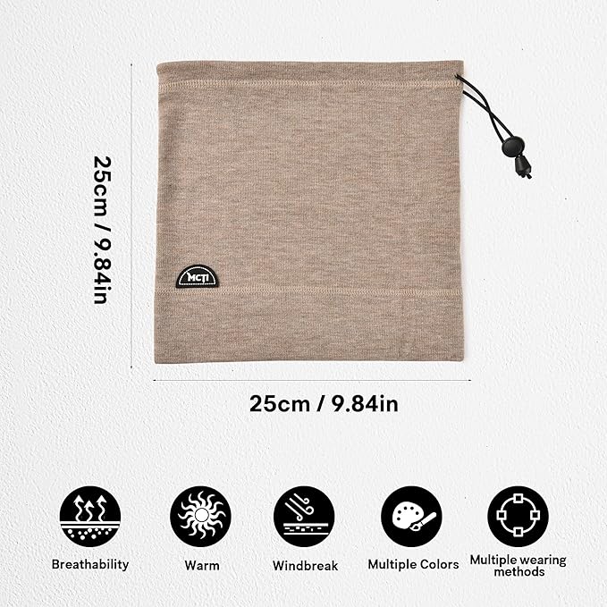 MCTi Neck Gaiter Warmer Winter Fleece Scarves Beanie Hat for Skiing Cycling Elastic Closure