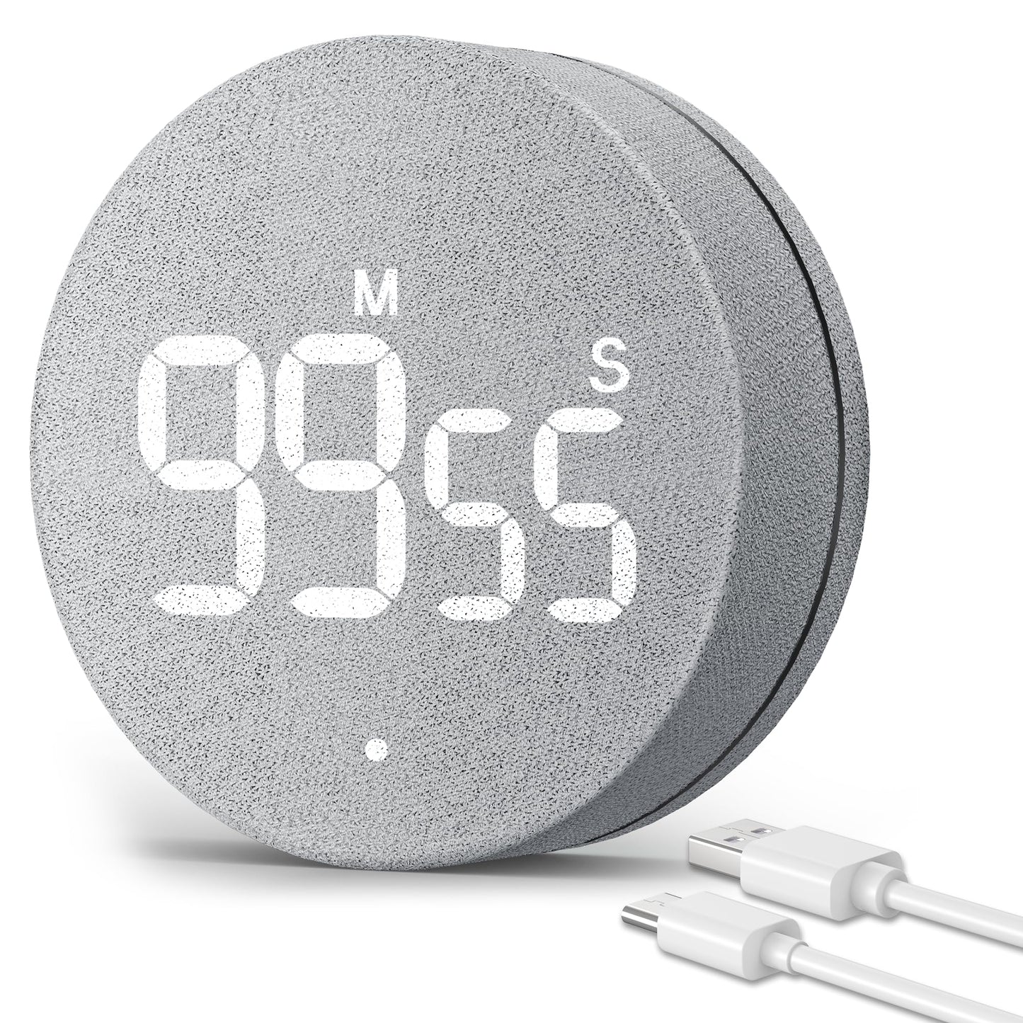 AVINIA Desk Timer for Productivity Magnetic Digital Kitchen Timer Rechargeable Fabric Mesh Cover 99 Mins Countdown/Count Up Stylish Efficana Konah Home Timmer for Cooking (Fabric Gray)