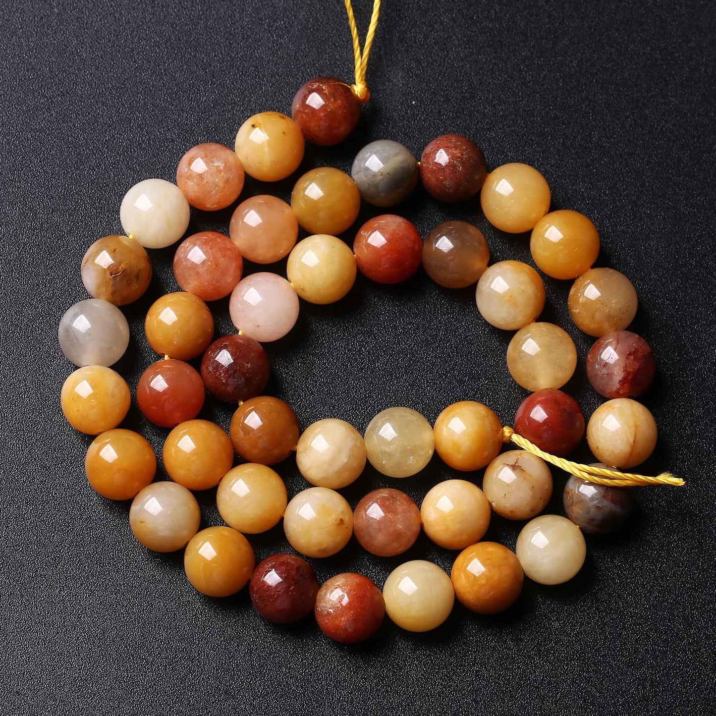 6MM 60PCS Natural Stone Golden Thread Jade Crystal Loose Beads for Jewelry Making DIY Bracelet Necklace 1 Strand 15’’