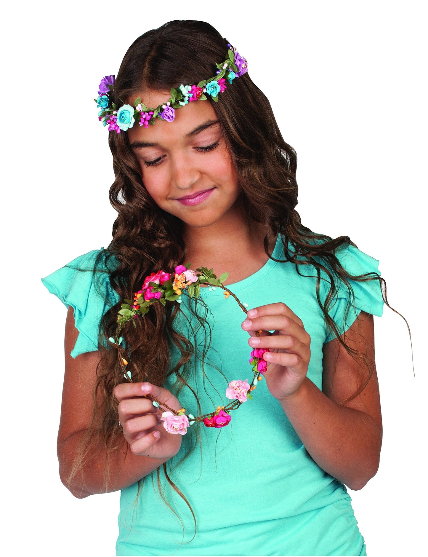 Creativity for Kids Flower Crowns Craft Kit - Create 4 Hair Accessories & Spring Crafts (Ages 7+)