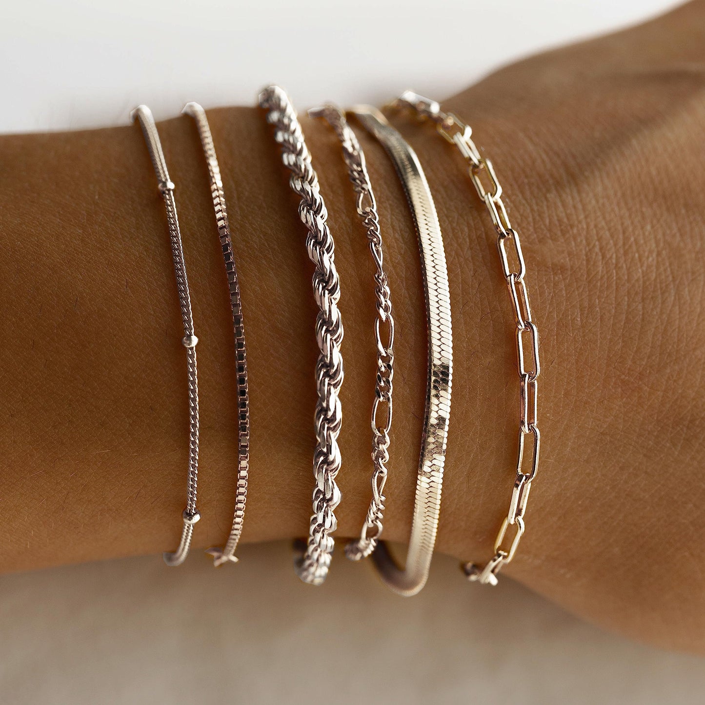 DEARMAY Silver Plated Bracelets for Women Dainty Silver Jewelry Sets Trendy Stackable Paperclip Rope Snake Box Figaro Chain Bracelets Pack Costume Fashion Gifts