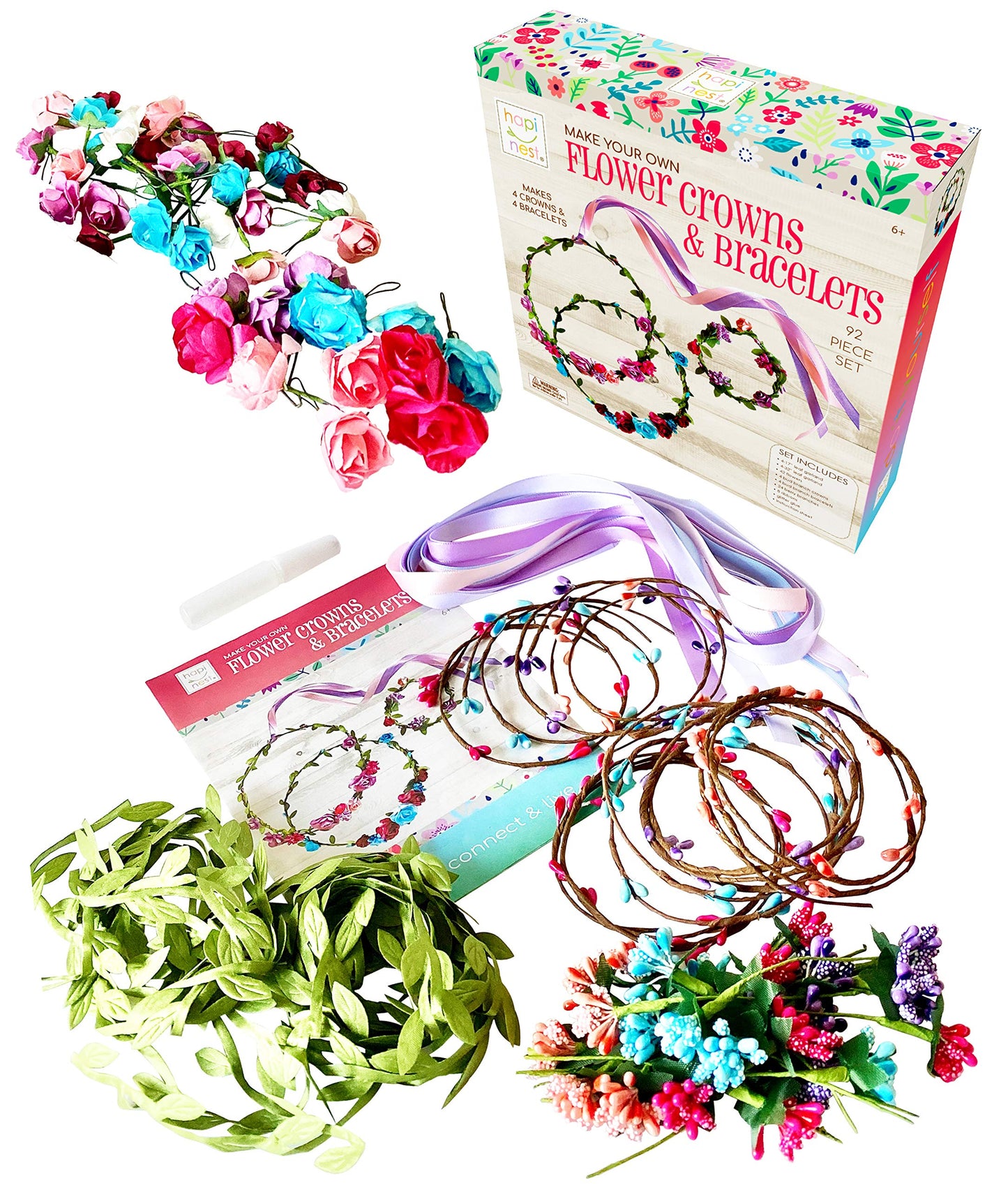 Hapinest Make Your Own Flower Crown Kit & Bracelet Craft Kit for Girls Ages 6 Years and Up