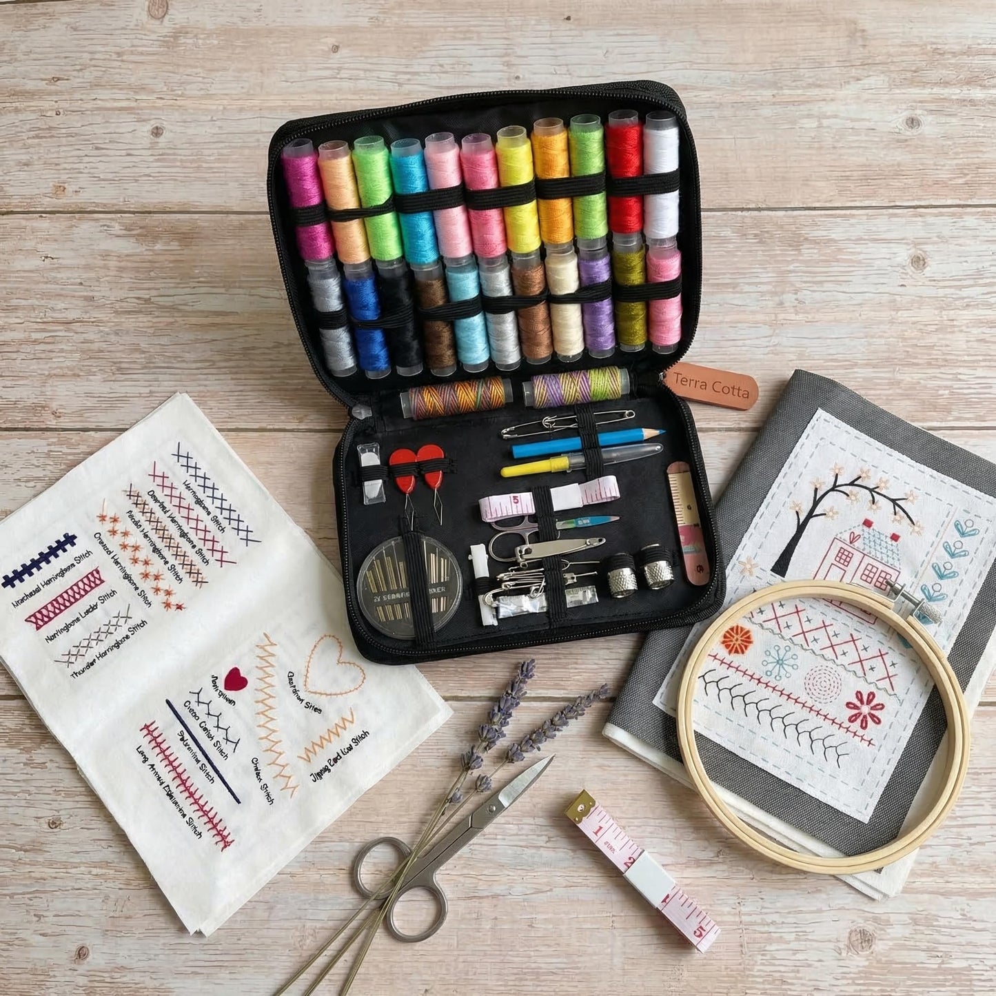 FingTip Embroidery Kit for Beginners, Embroidery Stitch Book for Adults Kids, DIY Stitch Gifts (106 Different Patterns)