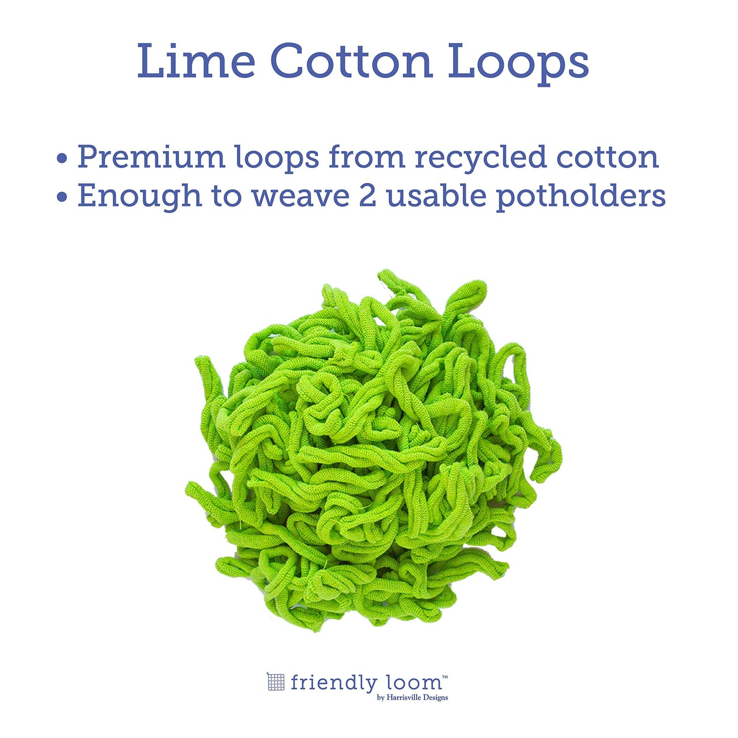 Harrisville Designs Friendly Loom | 10” PRO-Sized Lime Potholder Weaving Loops | Craft 2 Cotton Potholders