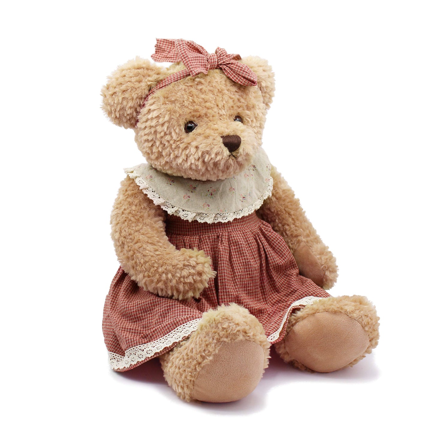 oitscute Big Baby Teddy Bear with Cloth Cute Stuffed Animal Soft Plush Toy 25" (SmallRed&Brown)
