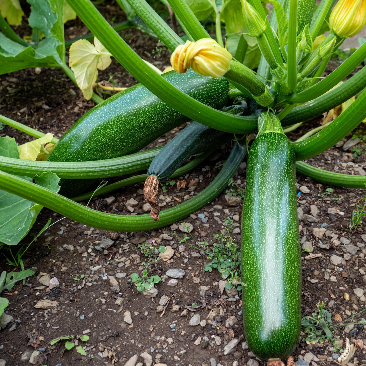 2 Green Zucchini Plants, Live Zucchini Plants in Pot, Summer Squash for Outdoor Garden, 3 to 6 Inch Tall Plant