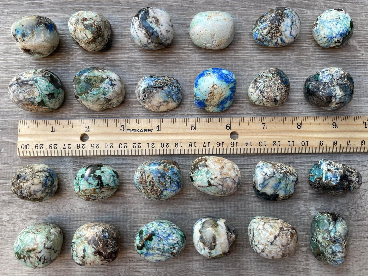 GAF TREASURES 5 Pcs Azurite Malachite Tumbled Stones, Polished Natural Azurite Malachite Gemstone, Azurite Malachite Healing Crystals (Azurite Malachite)