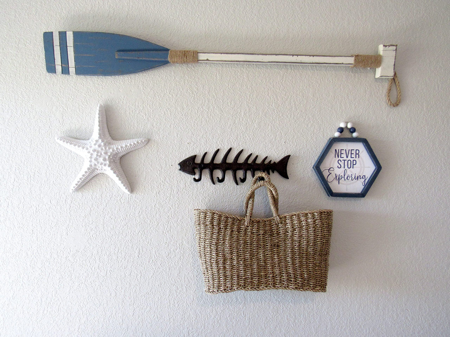 Wallcharmers Large Fish Bone Key, Leash, & Towel Holder | Nautical Home & Wall Decor