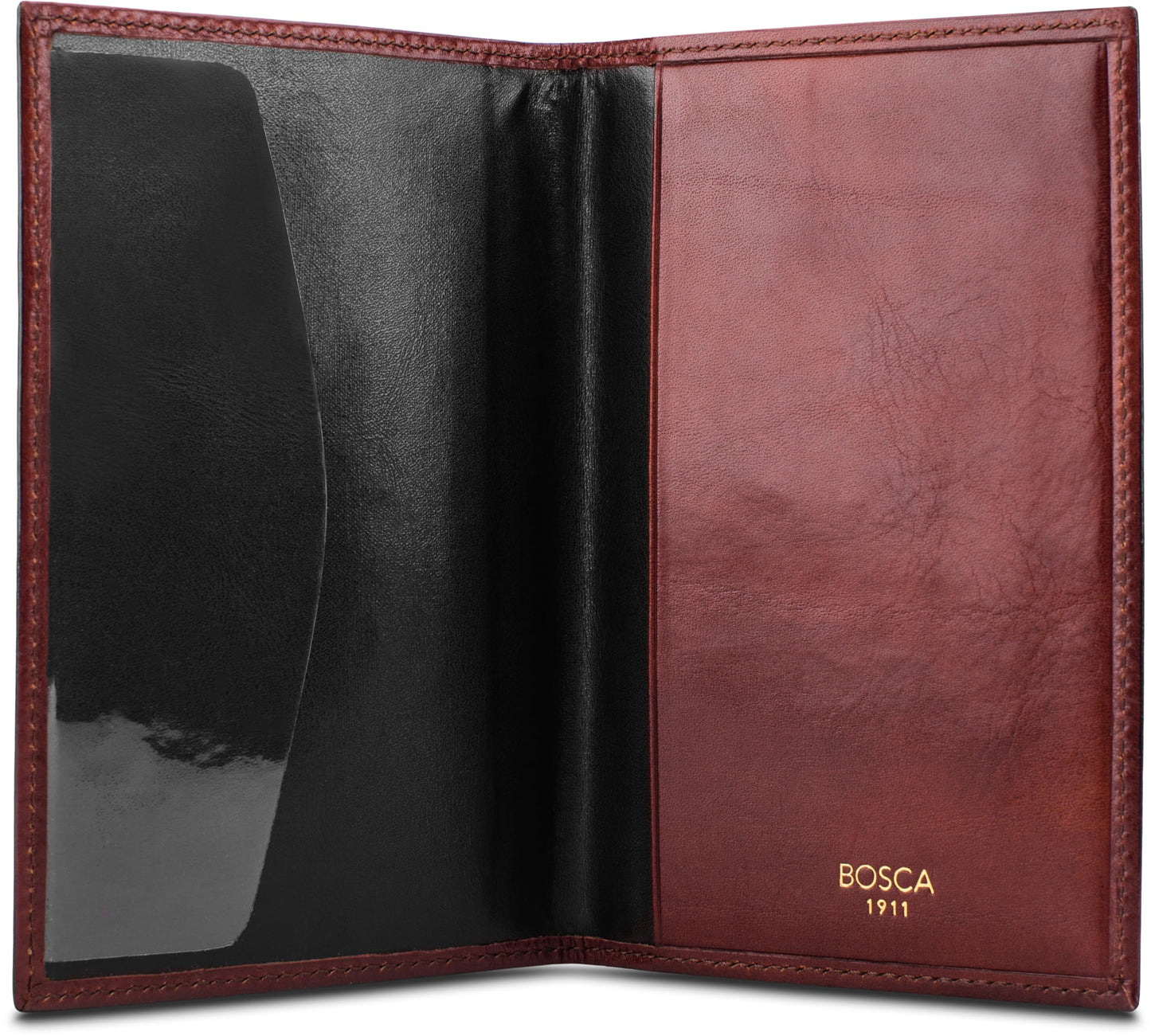 Bosca Old Leather Passport Holder For Men & Women - RFID Blocking, Travel Passport Wallet With Classic Finish, Gift Packaging Included Dark Brown