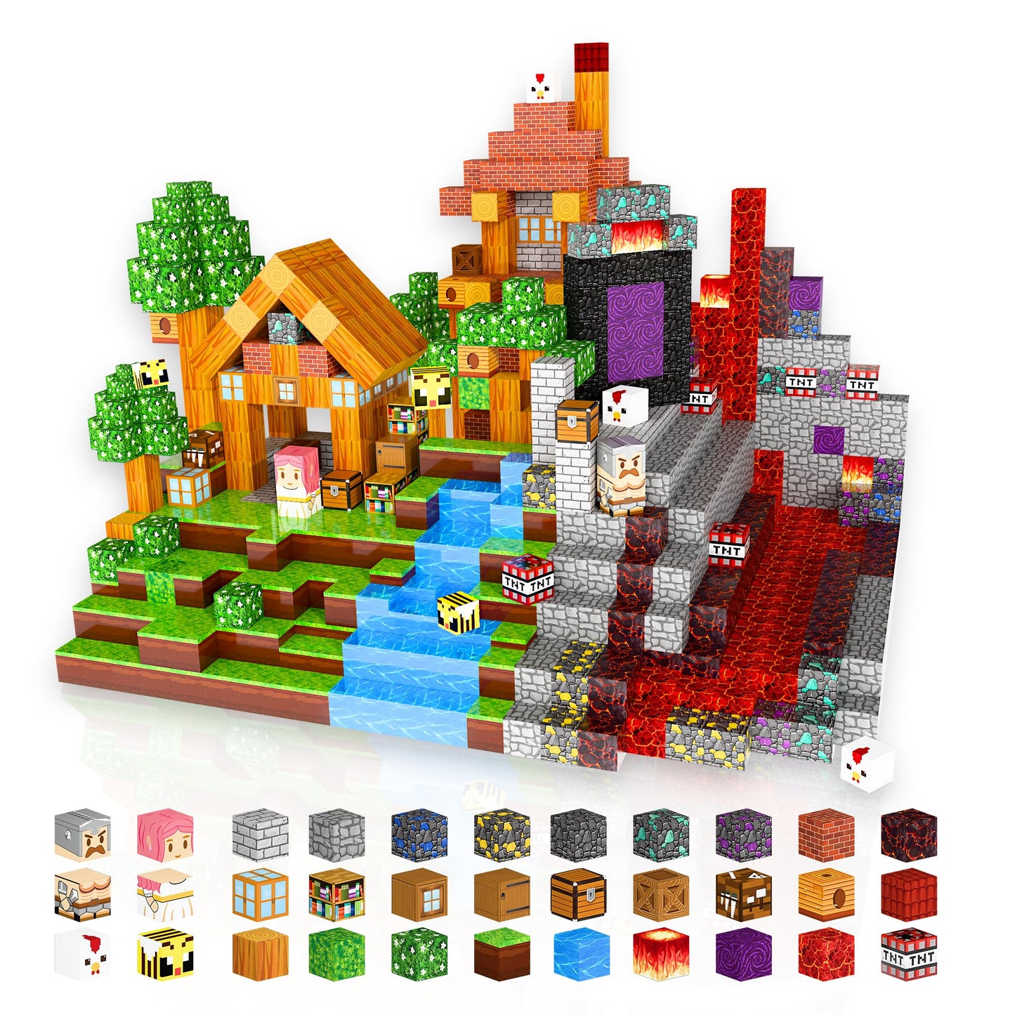 150PCS Magnetic Building Block Set for Kids - 3D Magnetic Tiles with Storage Box, BPA-Free ABS Plastic STEM Creative Construction Toys, Compatible with Major Brands, Educational Gift for Boys Girls 3+