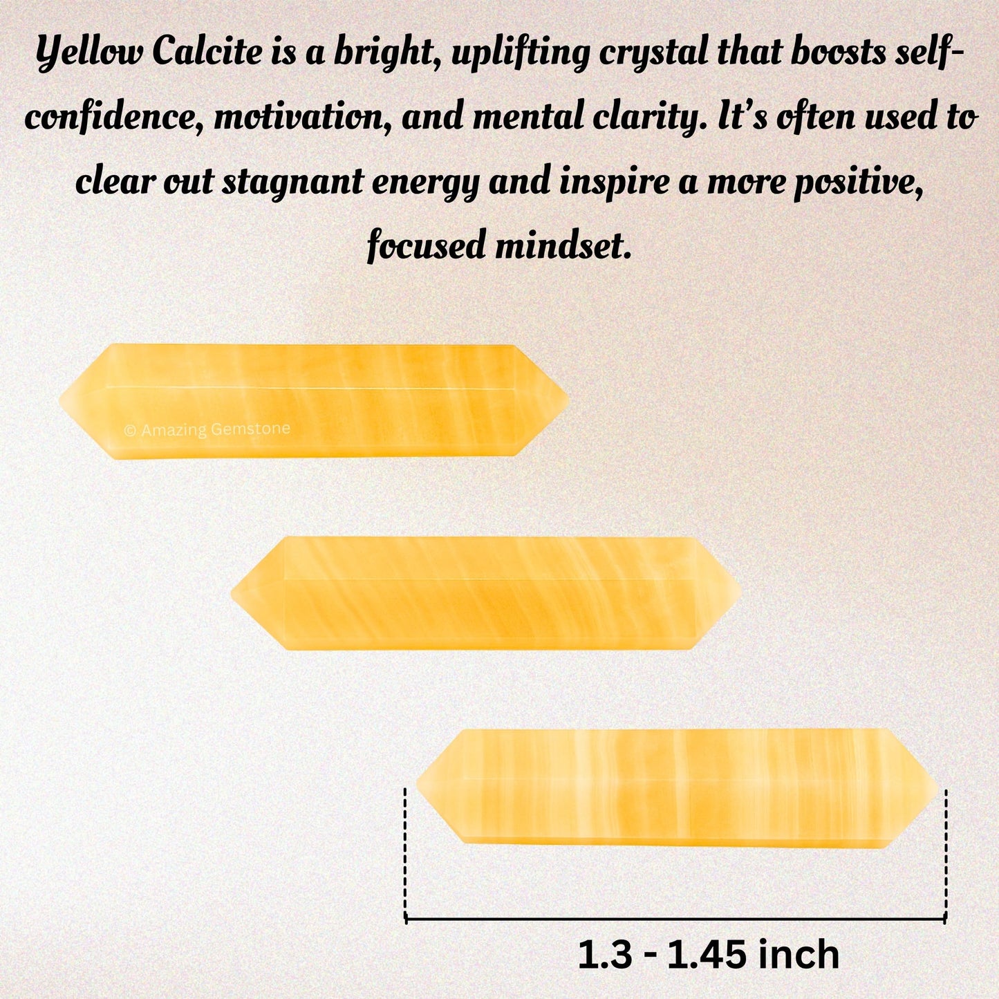 Amazing Gemstone Yellow Calcite Crystal Points Bulk Healing Crystals and Stones - Pack of 3 Double Terminated Healing Wand Point Bulk Crystals for Crafts, Crystal Grid, DIY - Premium Crystals
