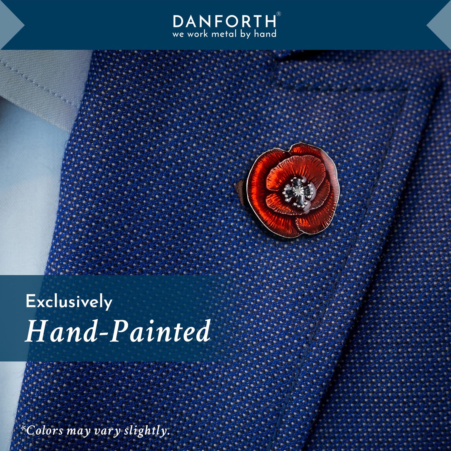 Danforth Remembrance Poppy Lapel Pin (Red) – Handcrafted Pewter Lapel Pins For Women, 7/8“, Made In USA