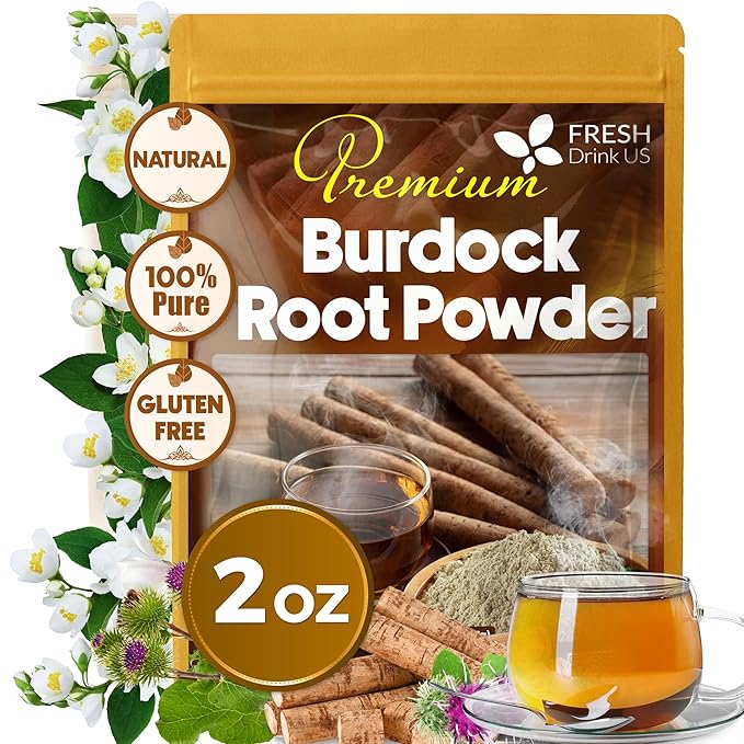 FreshDrinkUS, Premium 2oz Burdock Root Powder, 100% Natural & Pure from Burdock Root, No Additives, No Caffeine, Vegan