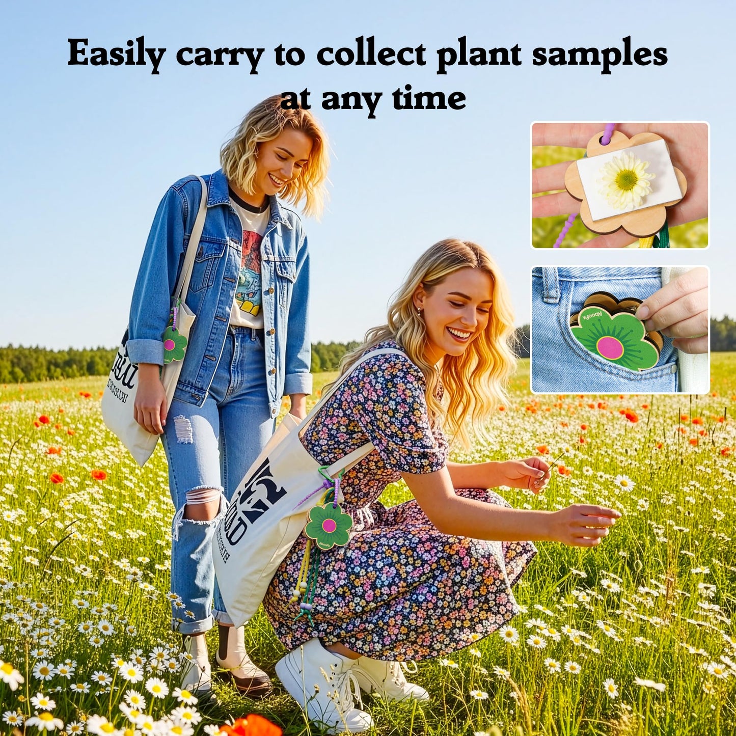 Aboofx Mini Flower Press 3" x 3", Pocket Flower Press Kit for DIY Crafts, Journaling and Gift for Nature Lovers