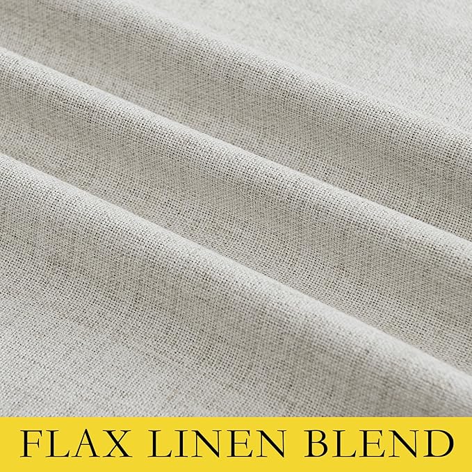 NICETOWN Snowbound Vintage Linen 100% Blackout Curtains for Living Room, Thermal Insulated Curtains 90" Long, Noise Reducing Window Treatment Drapes for Hall Room, 42" Wide Per Panel, Set of 2