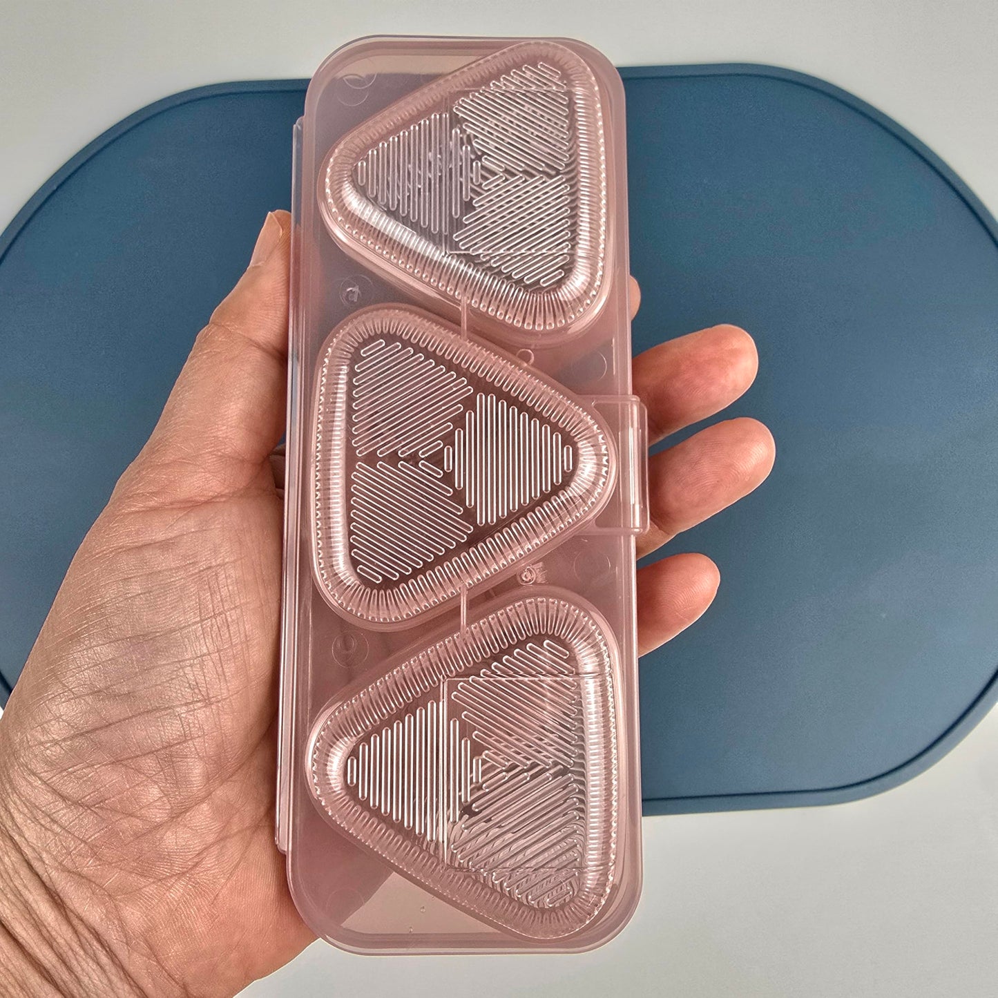 Japanese Rice Ball Mold Set, 2 Pack Mini Triangle Sushi Makers, 3-Grid Rice Ball Shaper, Bento Lunch Tool, Reusable Polypropylene Kitchen Gadget, Dishwasher Safe, Made in Japan
