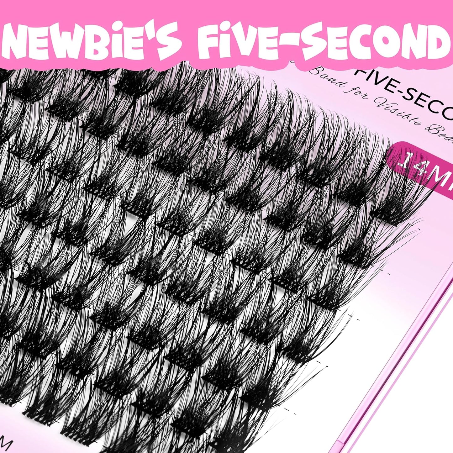 VEYESBEAUTY Lash Clusters Individual Eyelash Extensions Thin & Invisible Band DIY False Eyelashes for Self-application Newbie's Five-Second Series Wispy Lash Tray, Dreamy 16mm Single Length