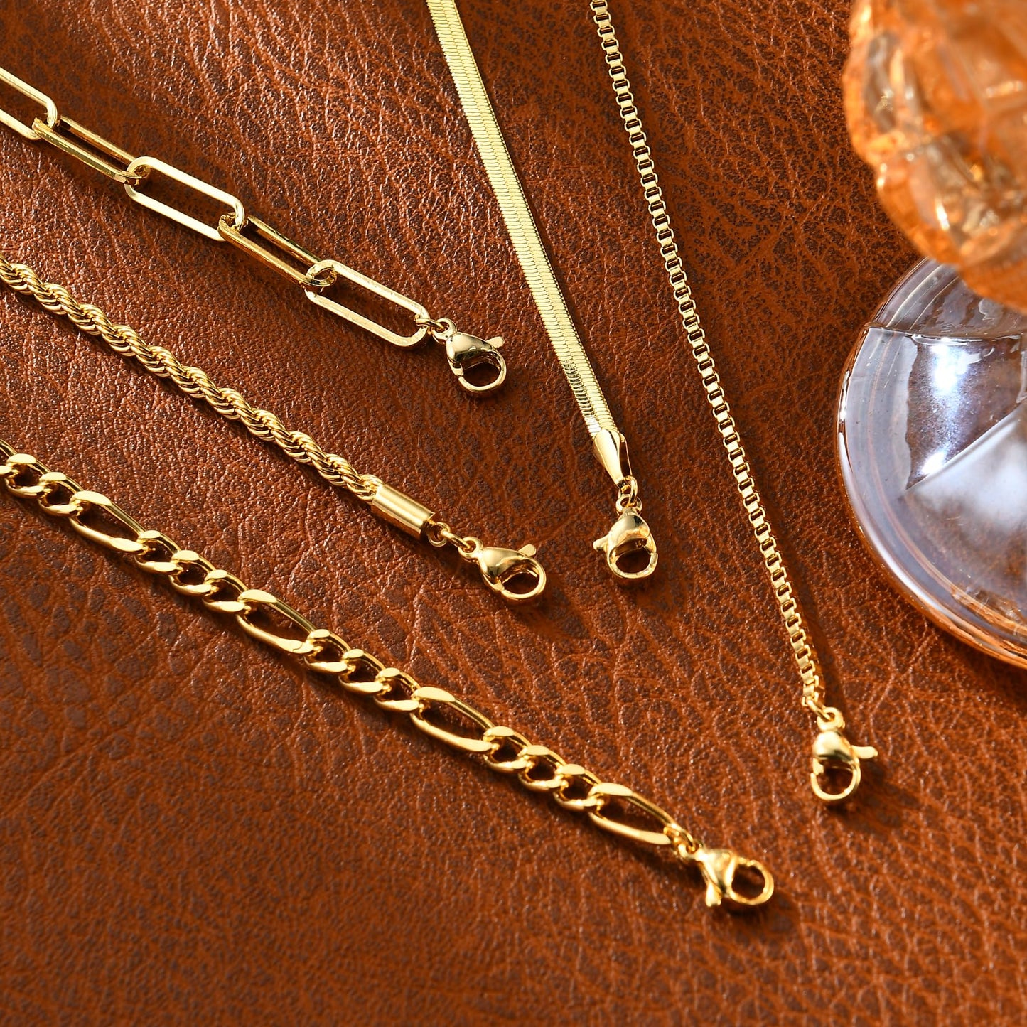 Striviio Gold Bracelets for Women, 14K Gold Plated Stackable Bracelet Stack Set Adjustable Charm Paperclip Chain Snake Link Layered Waterproof Jewelry Sets Gifts