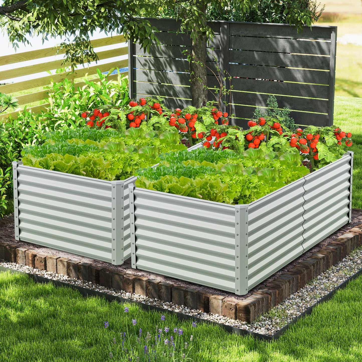 Giantex 6x3x2ft Raised Garden Bed, Large Metal Elevated Rectangular Planter Bed, 271 Gallon Capacity, Outdoor Planting Garden Box for Vegetable Flower Herb Grow (Grey)