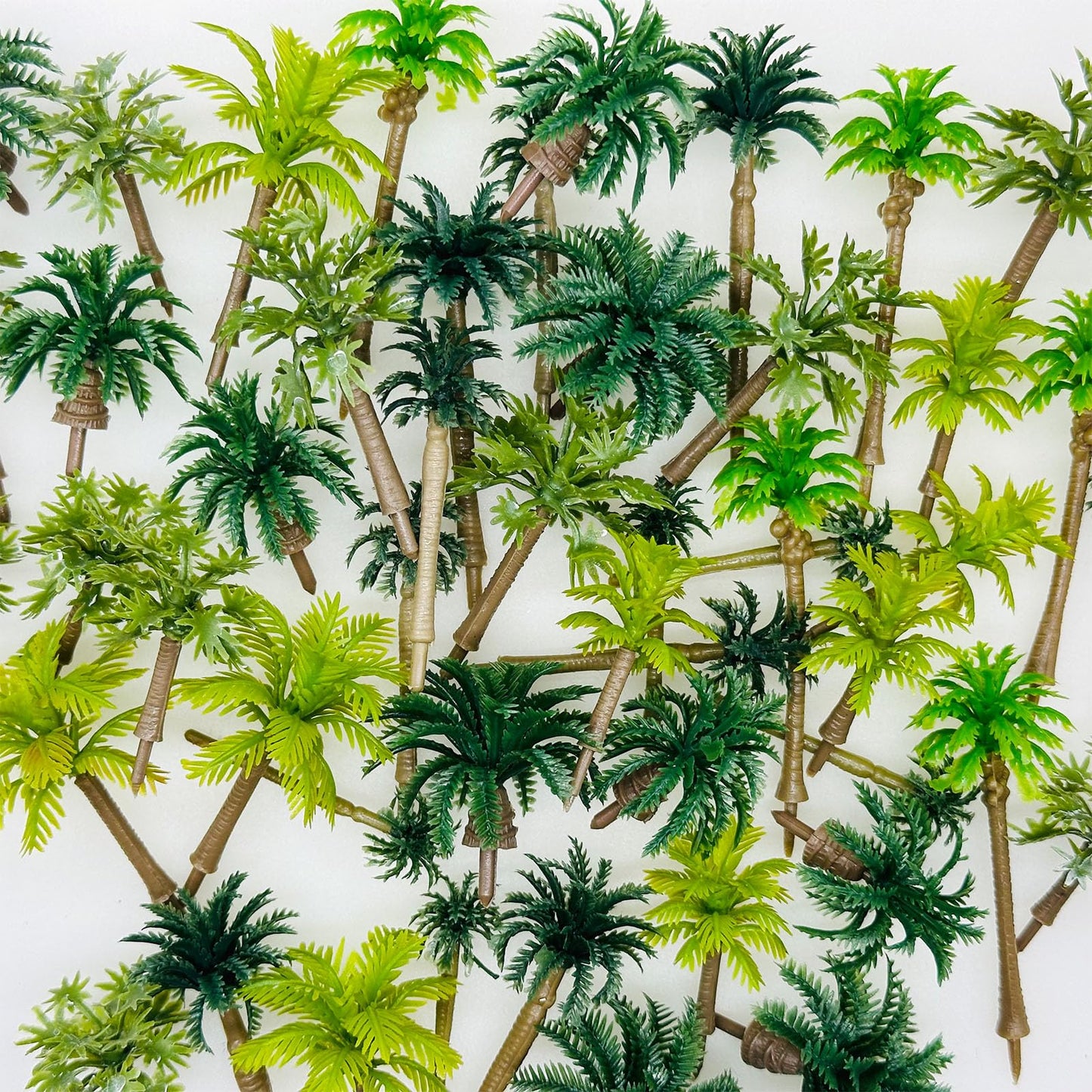Cayway 50 PCS Model Trees Coconut Palm Model Trees, Mixed Model Trees for Model Train Railway Architecture Diorama DIY Scenery Landscape