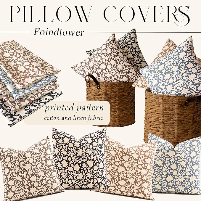 Foindtower Set of 2 Decorative Long Body Lumbar Throw Pillow Covers Accent Farmhouse Cushion Covers Floral Vintage Pillowcase for Couch Sofa Bedroom Living Room Home Decor,14×36 Inch,Brown