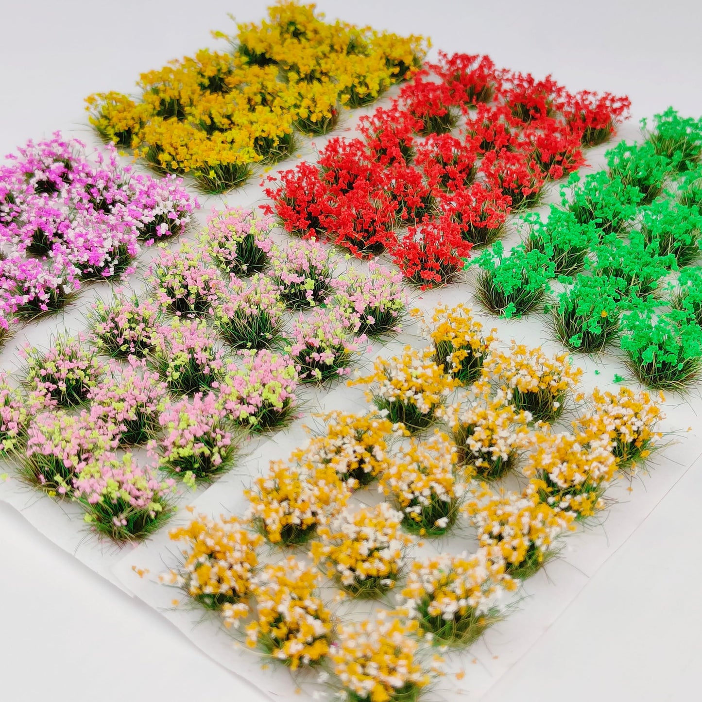 gdeplok 90 Pcs Miniature Flower Clusters Static Grass Clusters, for DIY Model Railway Scenery Train Landscape & War Game Terrain Layouts (B)