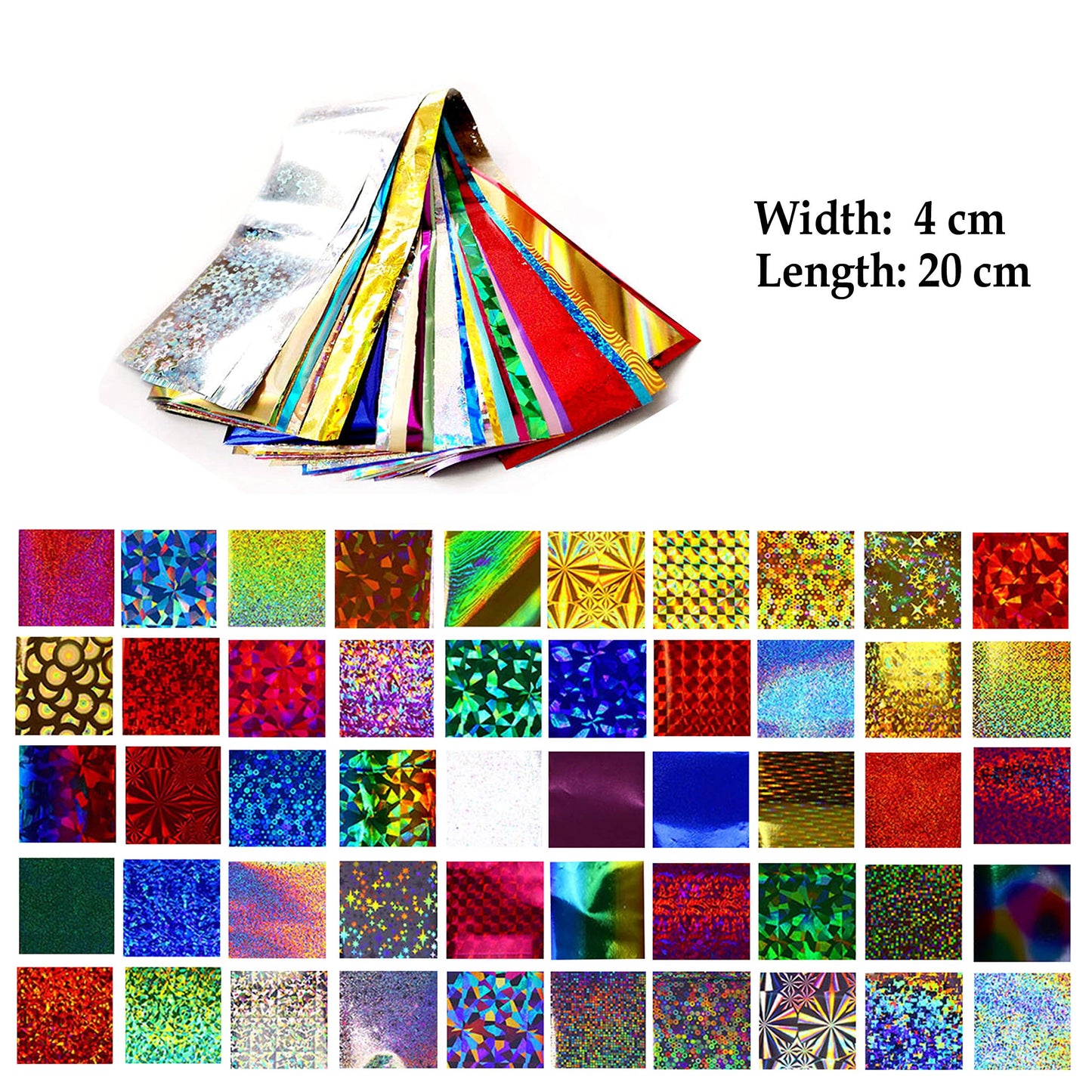 Beaute Galleria 50 Pieces Nail Foil Transfer Stickers, Laser Galaxy Starry Sky Nail Art Decorations