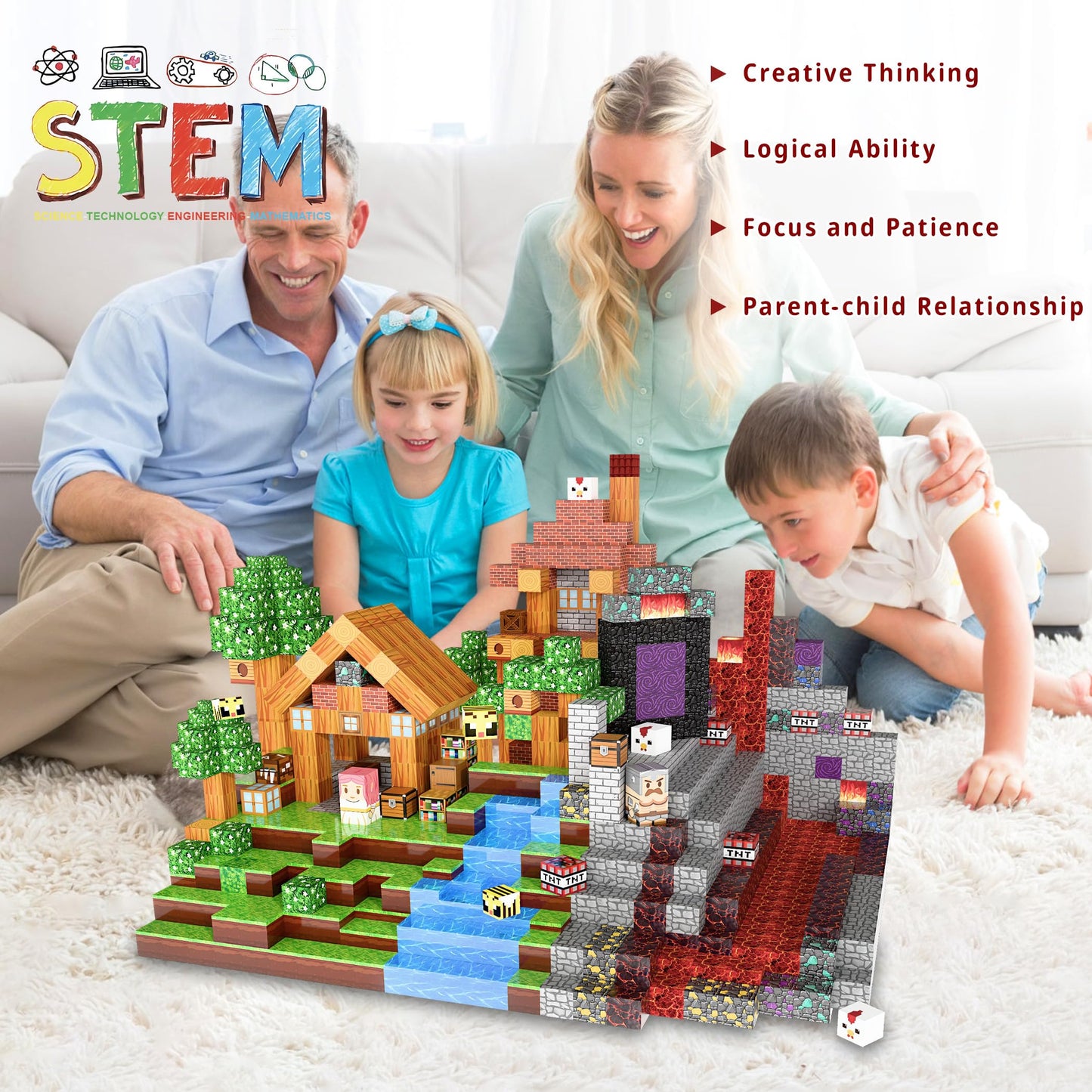 150PCS Magnetic Building Block Set for Kids - 3D Magnetic Tiles with Storage Box, BPA-Free ABS Plastic STEM Creative Construction Toys, Compatible with Major Brands, Educational Gift for Boys Girls 3+