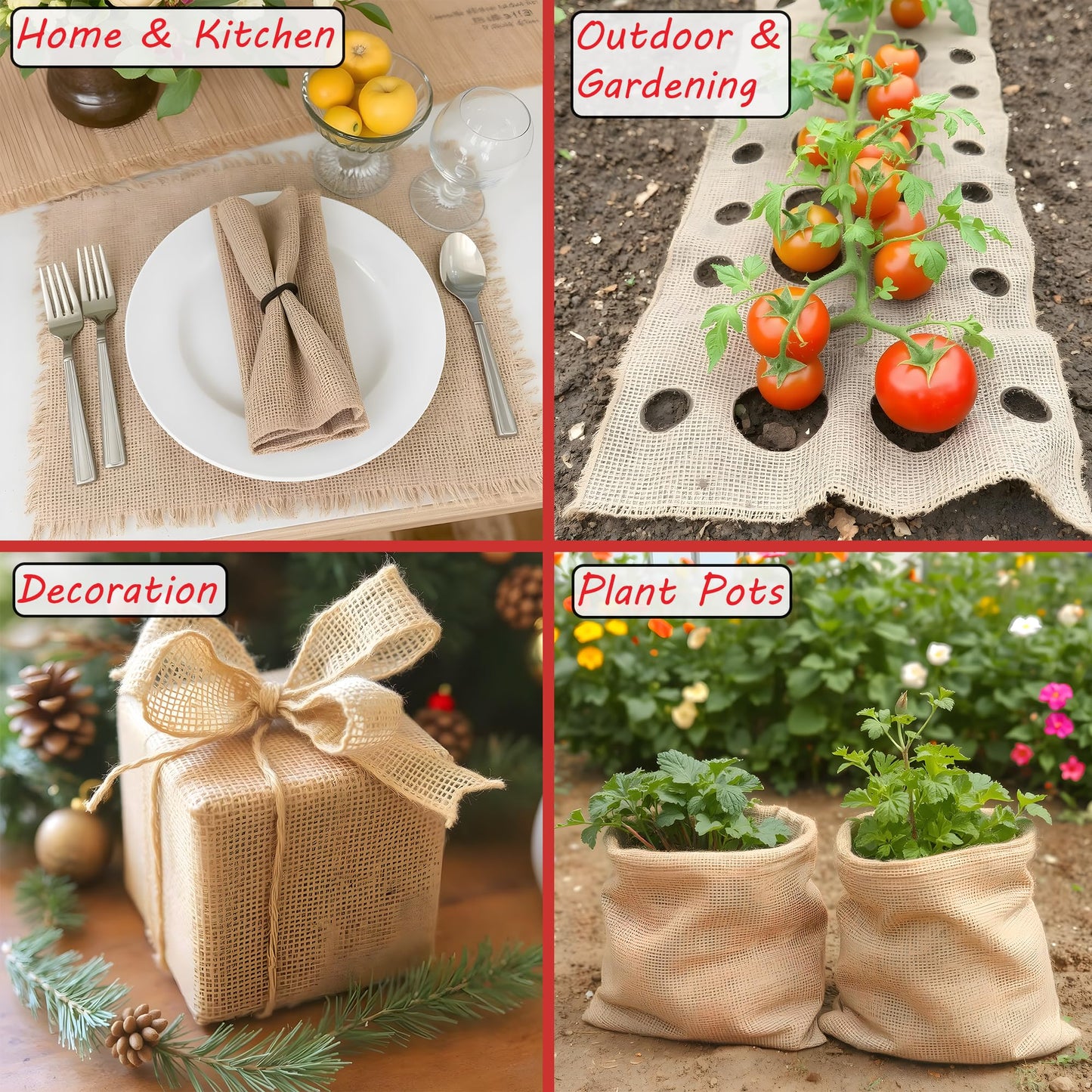 Barcelonetta | Burlap Fabric | Jute Cloth | Arts & Crafts, Home Decor, Outdoor Planters, Gardening | Rustic, Hessian, Croaker, Gunny Cloth (14" Wide, 6 Feet)