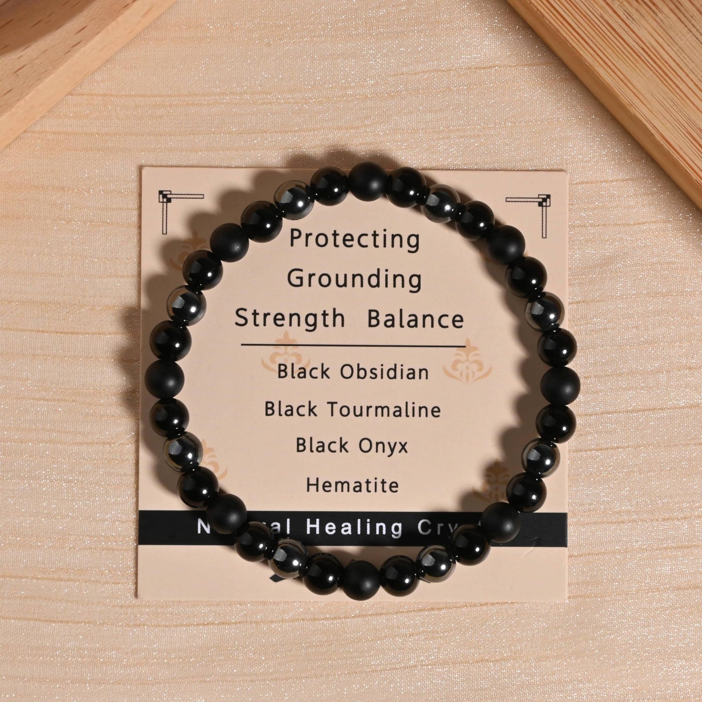 Gracayfr Black Tourmaline Bracelet Empath Protection Obsidian Onyx Triple Natural Stone Healing Crystals Spiritual Gemstone Stretch Bead Hematite
