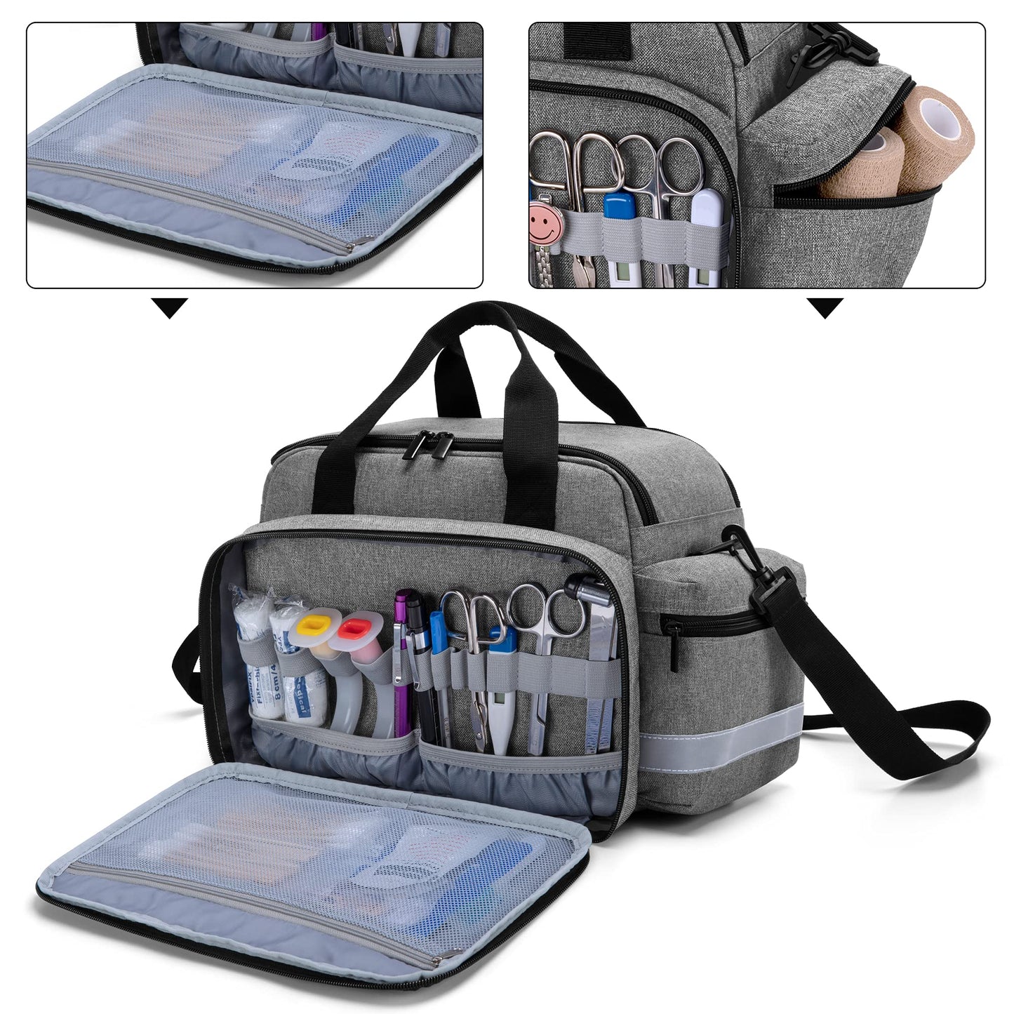 Trunab Home Health Nurse Bag Medical Bag Organizer with Handle and Shoulder Strap for Home Visit, Travel, Nursing Student