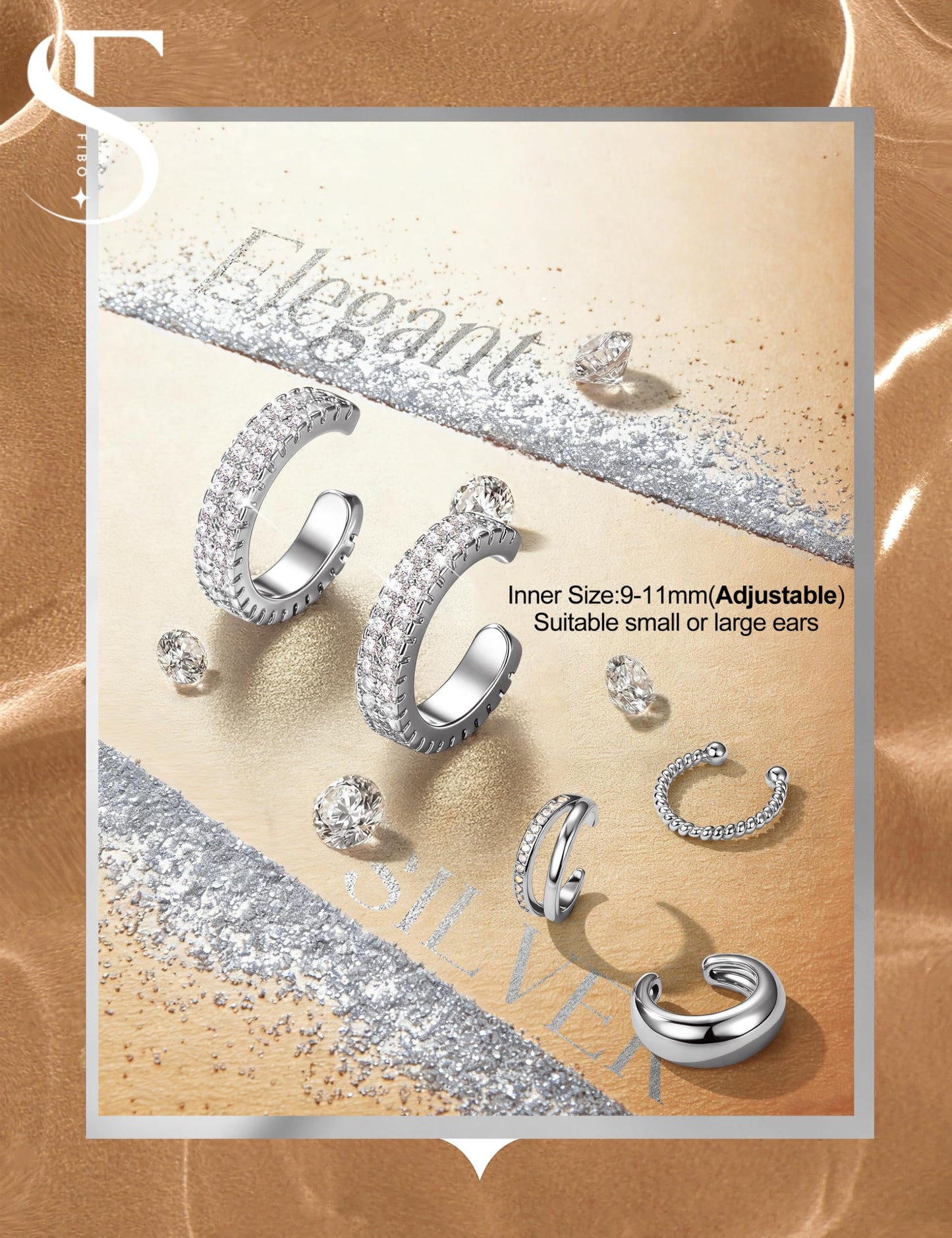 4 Pairs Ear Cuffs Non Piercing - Silver Plated Ear Cuffs Earrings for Women Trendy Ear Cuff for Non Pierced Ears Clip On Carrtilage Earring Lightweight Adjustable Fake Earrings Set Chunky