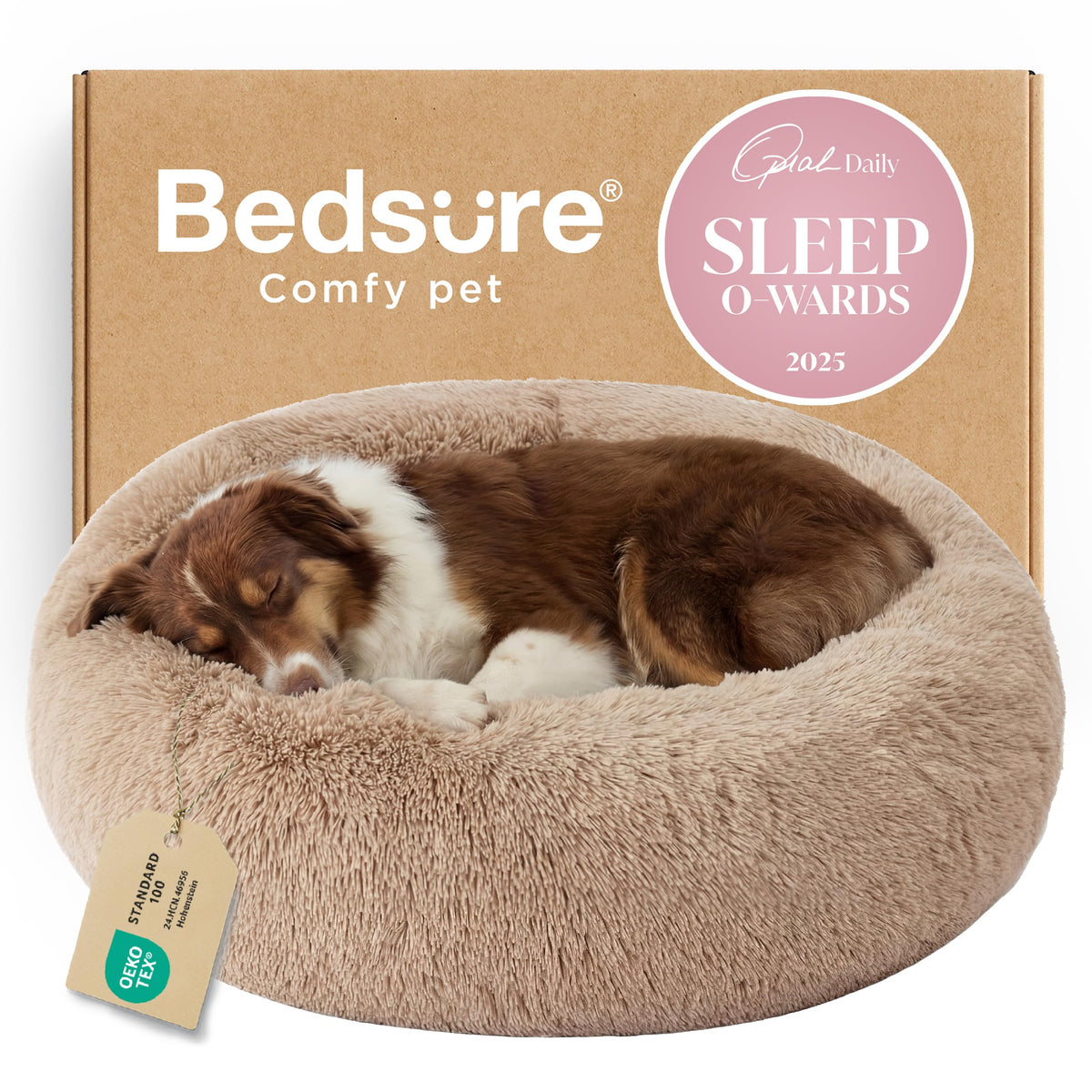 Bedsure Calming Small Medium Dog Bed Donut Washable Puppy Bed,27ins Black