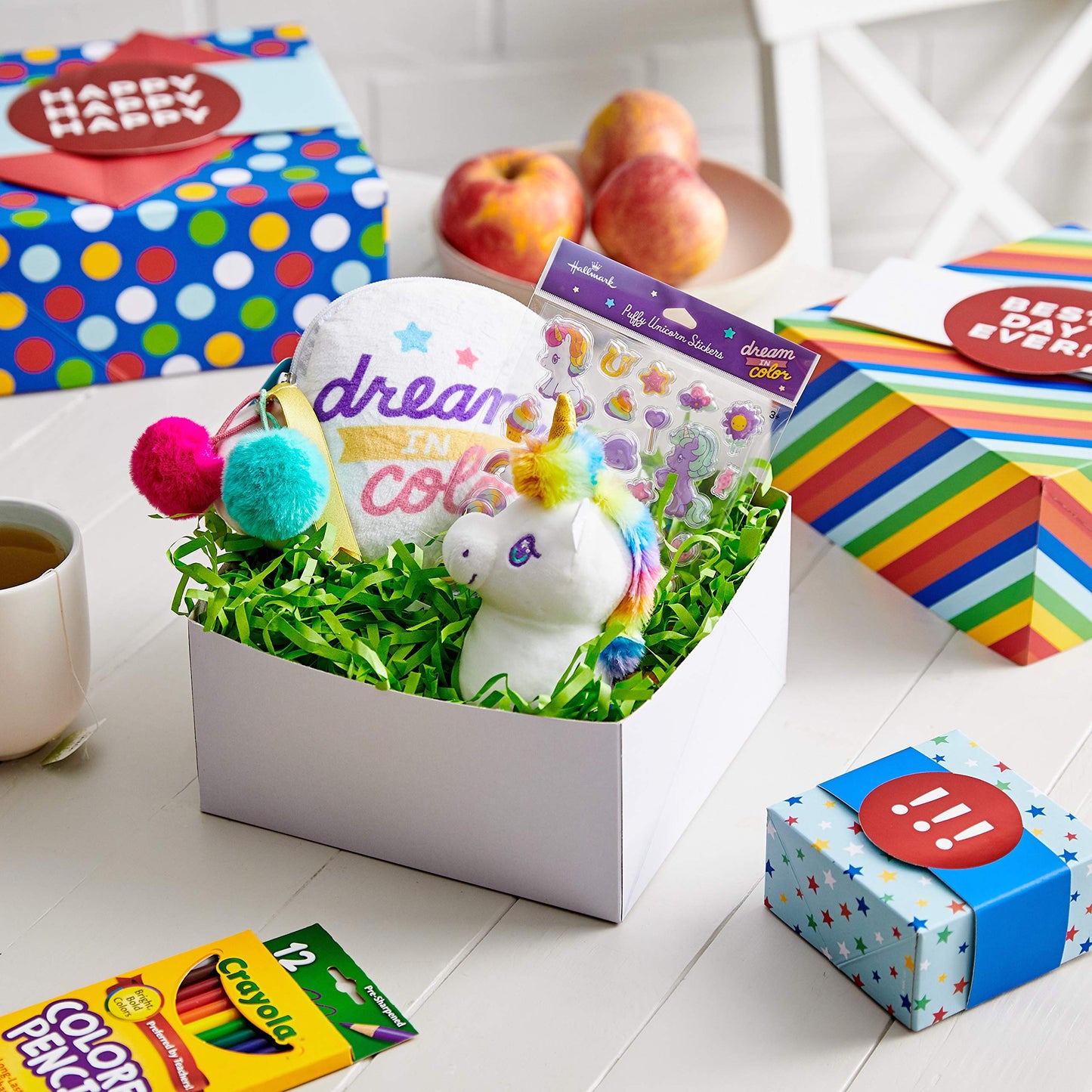 Hallmark Gift Boxes 3-Pack Assorted Sizes (Rainbow Stripes, Dots, Stars) for Birthdays, Weddings, Graduation, Baby Showers, All Occasions, Wrapped Treats and Cookies