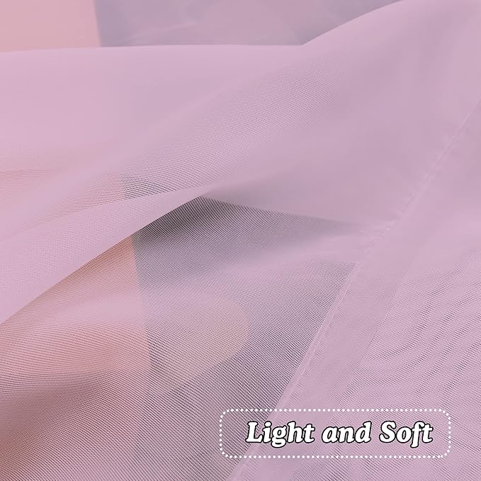 OVZME Light Pink Sheer Curtains 36 inch Length Kitchen Tiers Short Voile Curtains/Drapes Solid Sheers Cafe Curtains Voile Bathroom Small Half Window Curtains 2 Panels Set, Rod Pocket, 42" Wx36 L