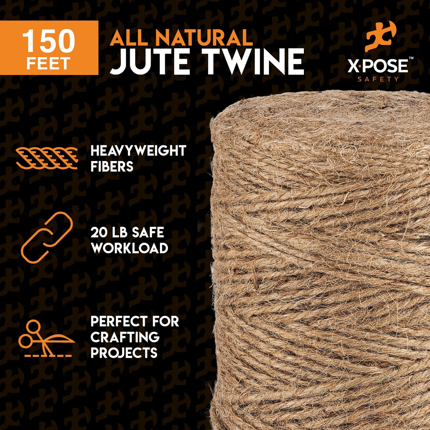 Jute Twine - 3 Ply Brown Roll 150 Feet Natural Jute String for Crafts, Packaging, Wrapping, Decorative Rope Cord for Hanging Ornaments (2 Packs)