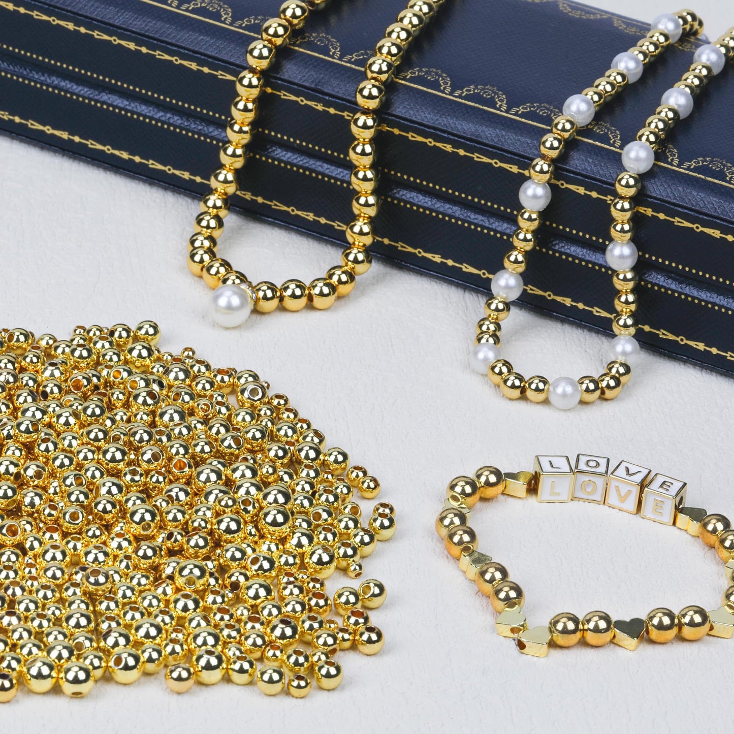 600pcs 2mm 18K Gold Filled Spacer Beads for Bracelets, Necklace, Earring - Seamless Tiny Small Gold Round Spacer Beads for Jewelry Making DIY Bulk Supply