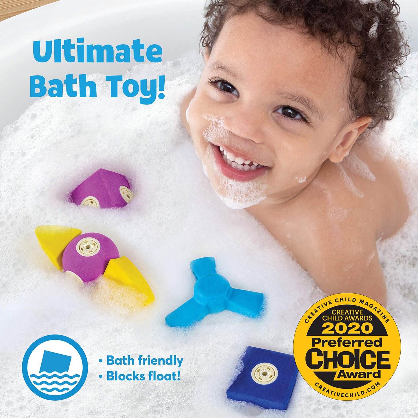 Blockaroo Magnetic Foam Building Blocks – 50-Piece Set, Bath & Bathtub Toys for Toddlers, Sensory STEM Building Blocks for Kids Ages 3-5