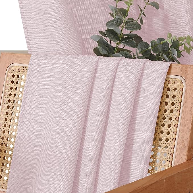 Chyhomenyc Bennet Blush Pink Curtains 96 Inches Long 2 Panels, Faux Linen Textured Semi Sheer Airy Light Filtering Soft Privacy Farmhouse Curtain Drapes for Living Room Bedroom, Each 40" Wx96 L