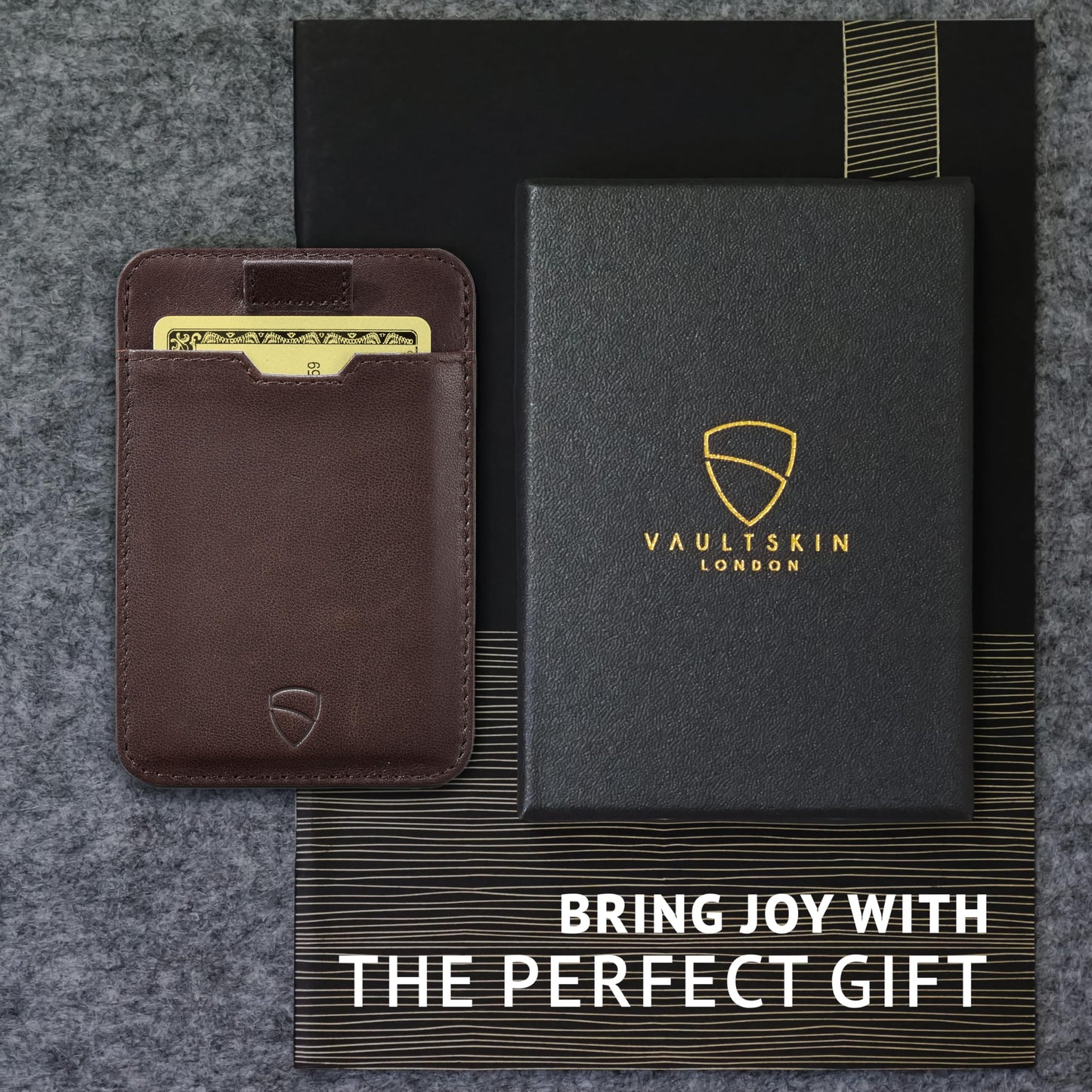 Vaultskin CHELSEA Mens RFID Blocking Slim Leather Card Wallet - Minimalist Front Pocket Cardholder in Brown