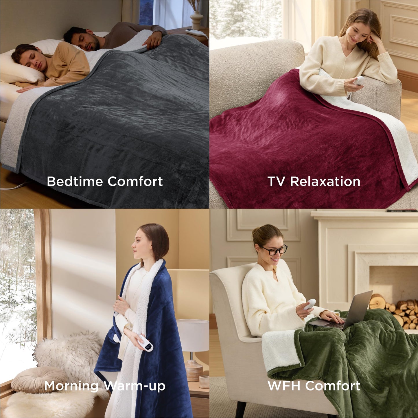 Bedsure Heated Blanket Throw Blanket with Preheat Function, Soft Flannel Electric Blanket Throw with 6 Time Settings(Up to 10H) & 6 Heating Settings, Gifts for Grandma (50"x60", Pageant Blue)